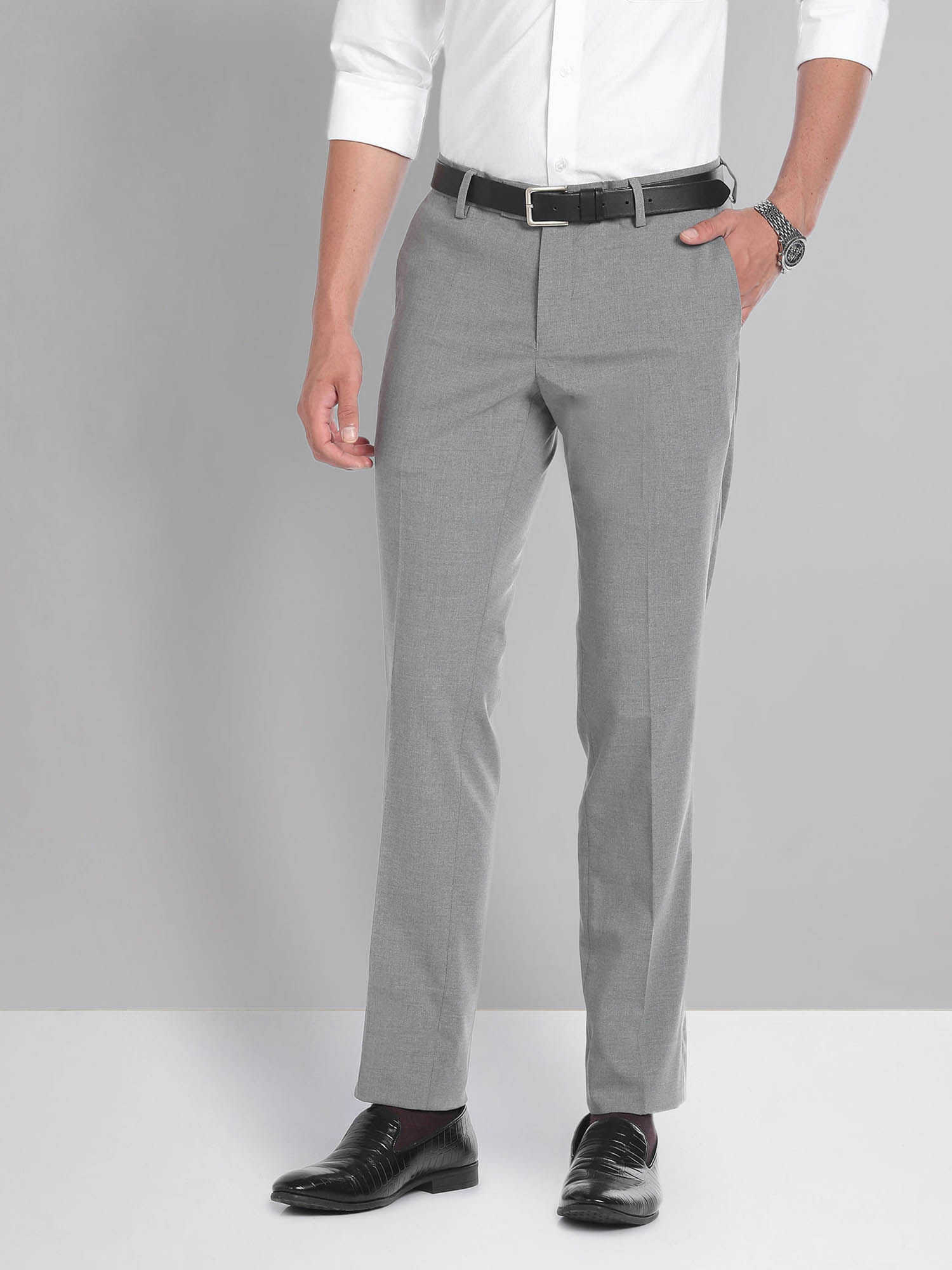 AD By Arvind Mid Rise Heathered Trousers