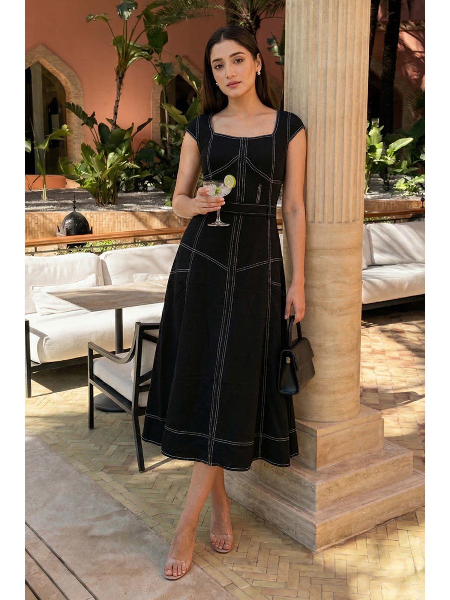 All Eyes On You AEOY Black A-Line Midi Dress