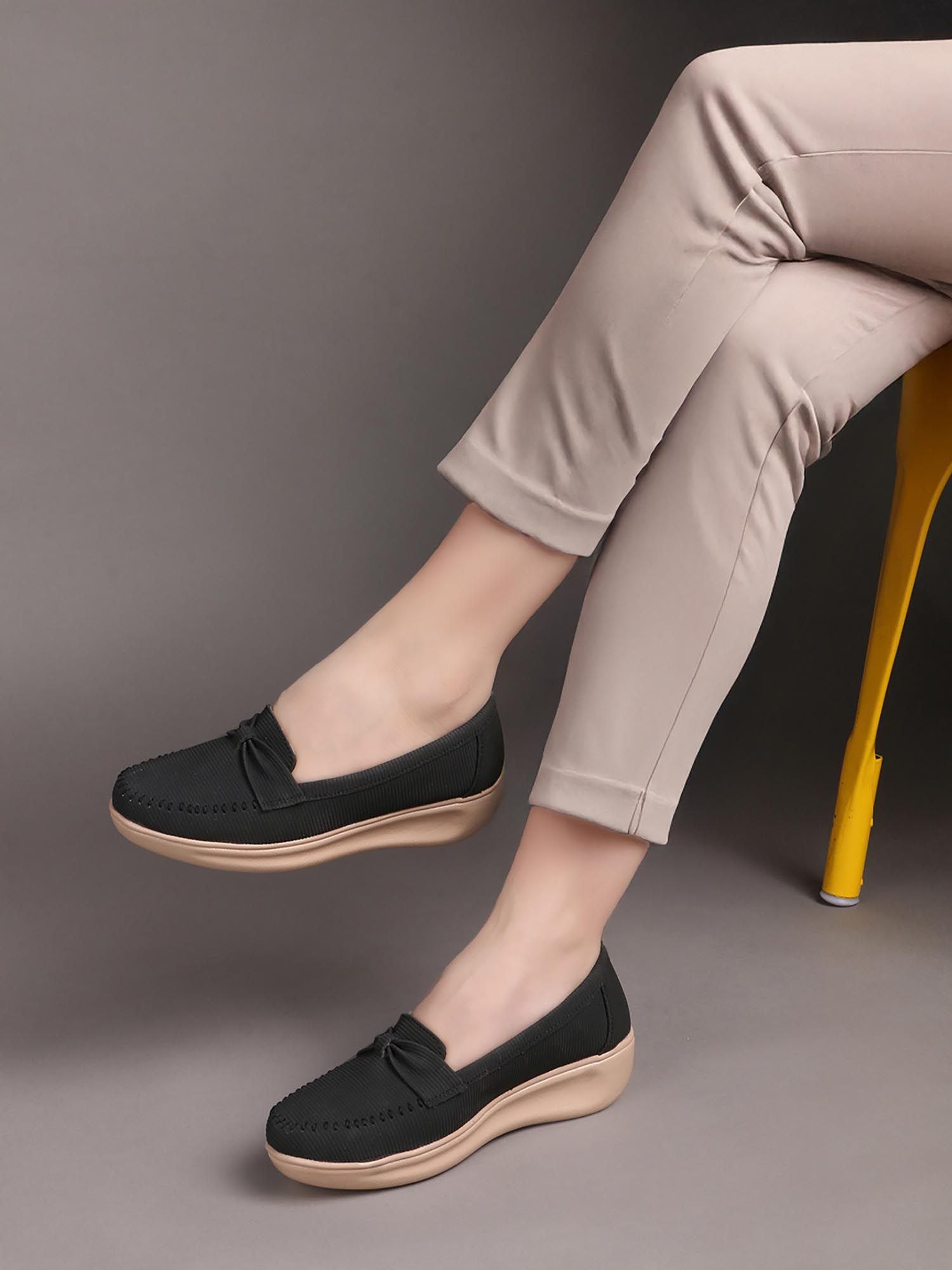 Aroom Women Black Classic Loafers