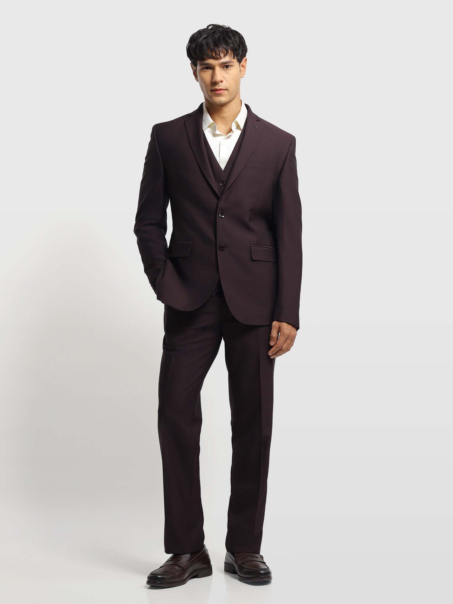 Arrow Mens Dobby Blazer With Pant & Waistcoat