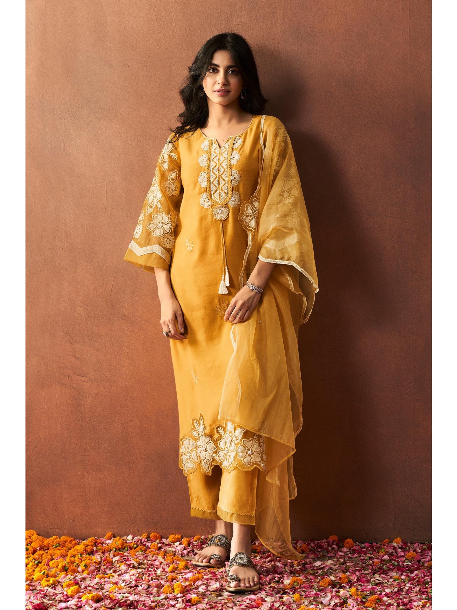 Autumnlane Bushra Amber Pakistani Full Work Kurta with Pant and Dupatta (Set of 3)