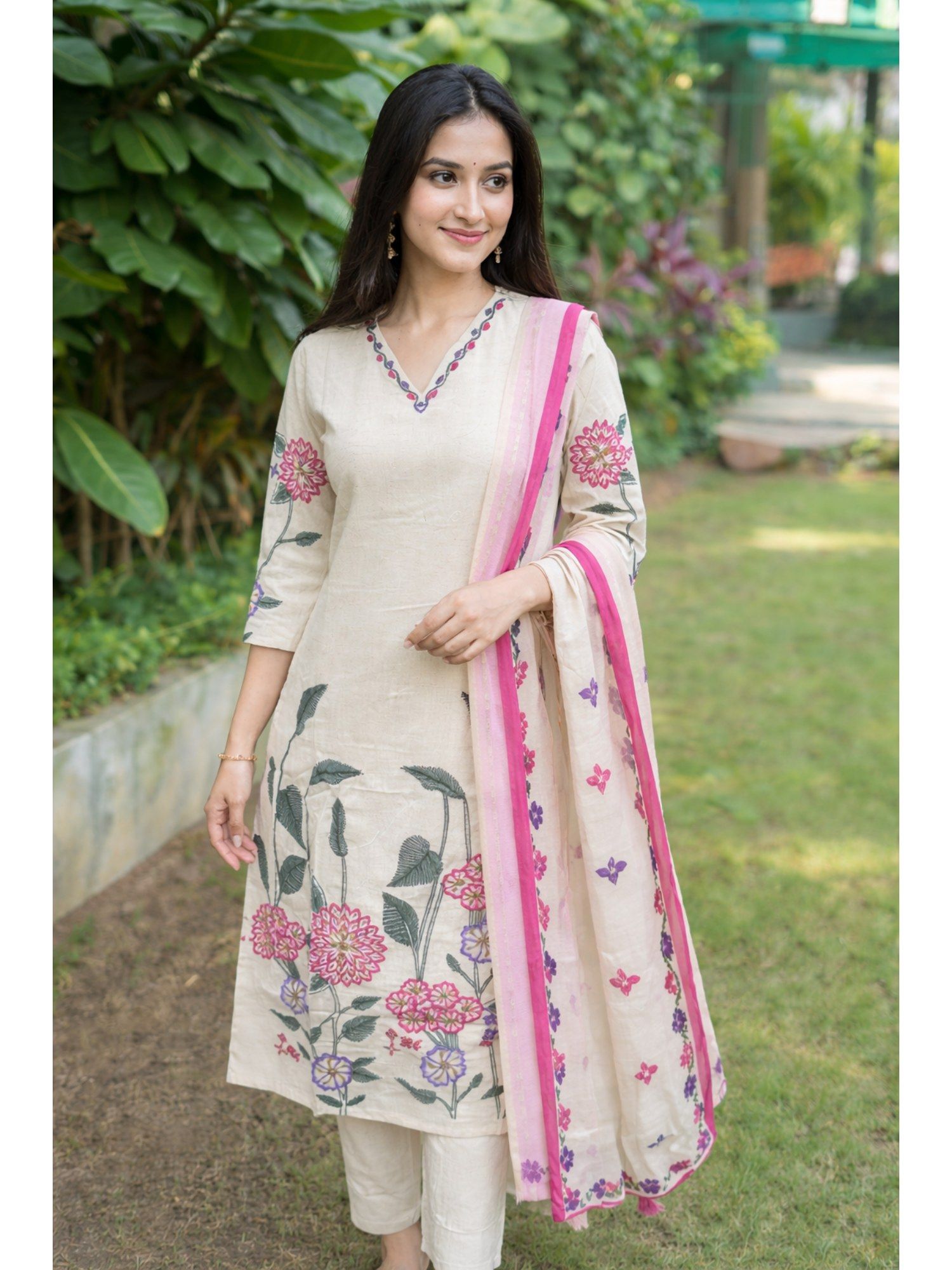 Autumnlane Kartar Angel Cotton Kurta With Pant & Dupatta