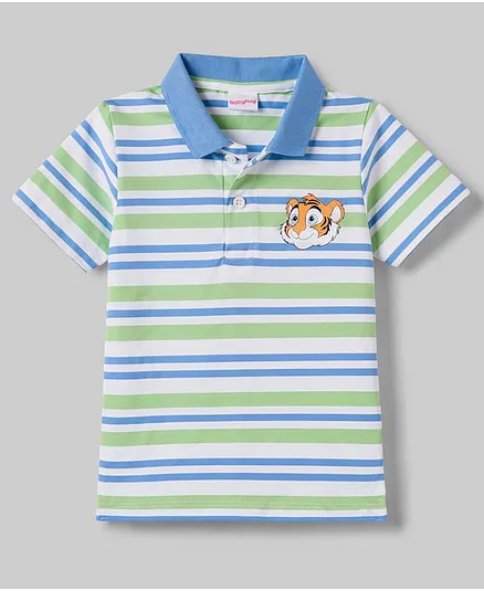 Babyhug Cotton Knit Polo T-Shirt with Graphics Multi Color 9-12 Months