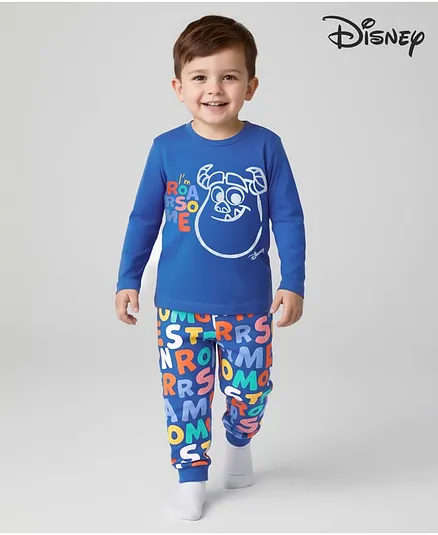 Babyhug Disney Single Jersey Knit Full Sleeves Night Suit With Sully Graphic - Blue