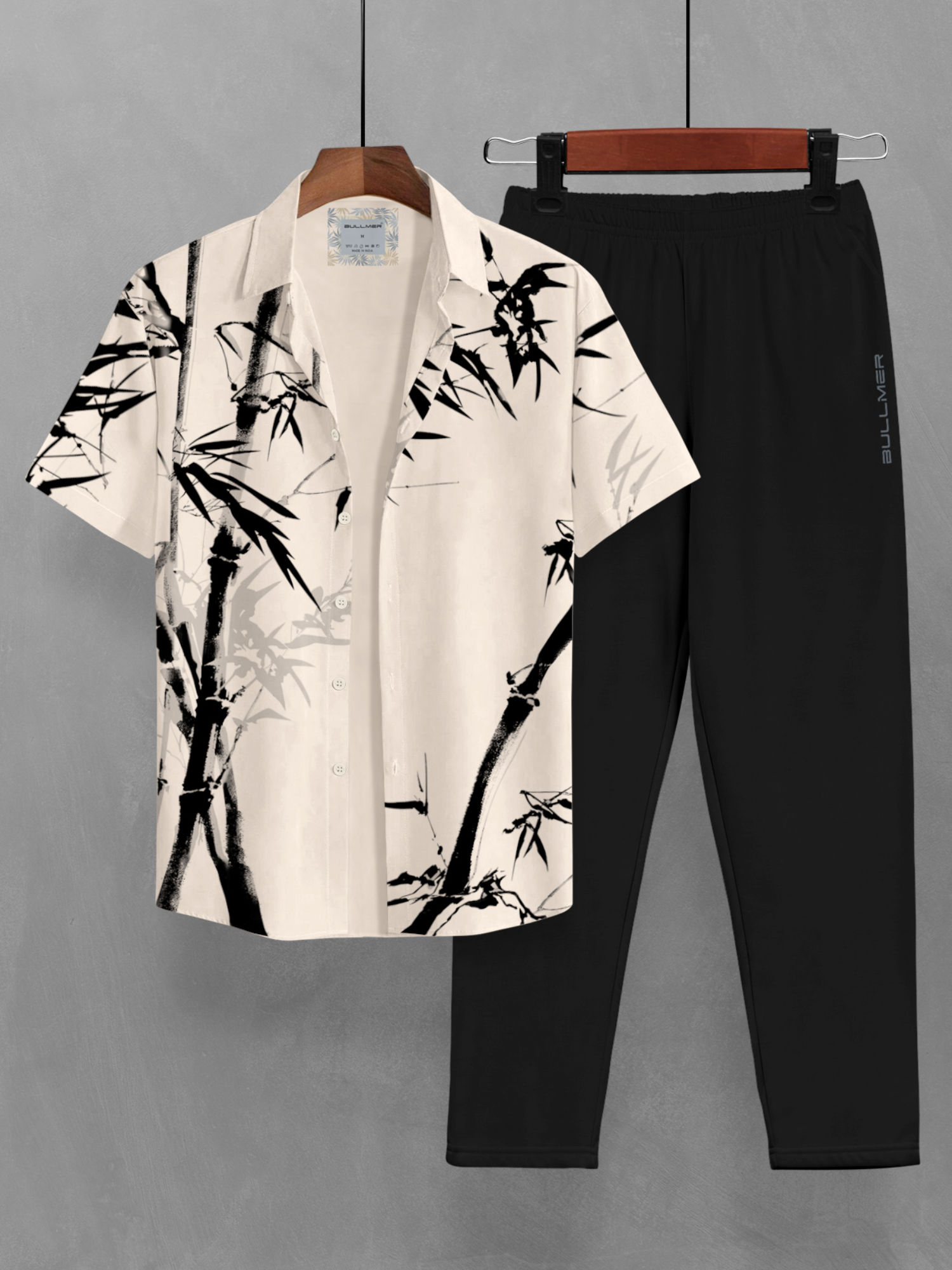 BULLMER Mens Beige Trendy Shirt & Pant Co-ord (Set of 2)