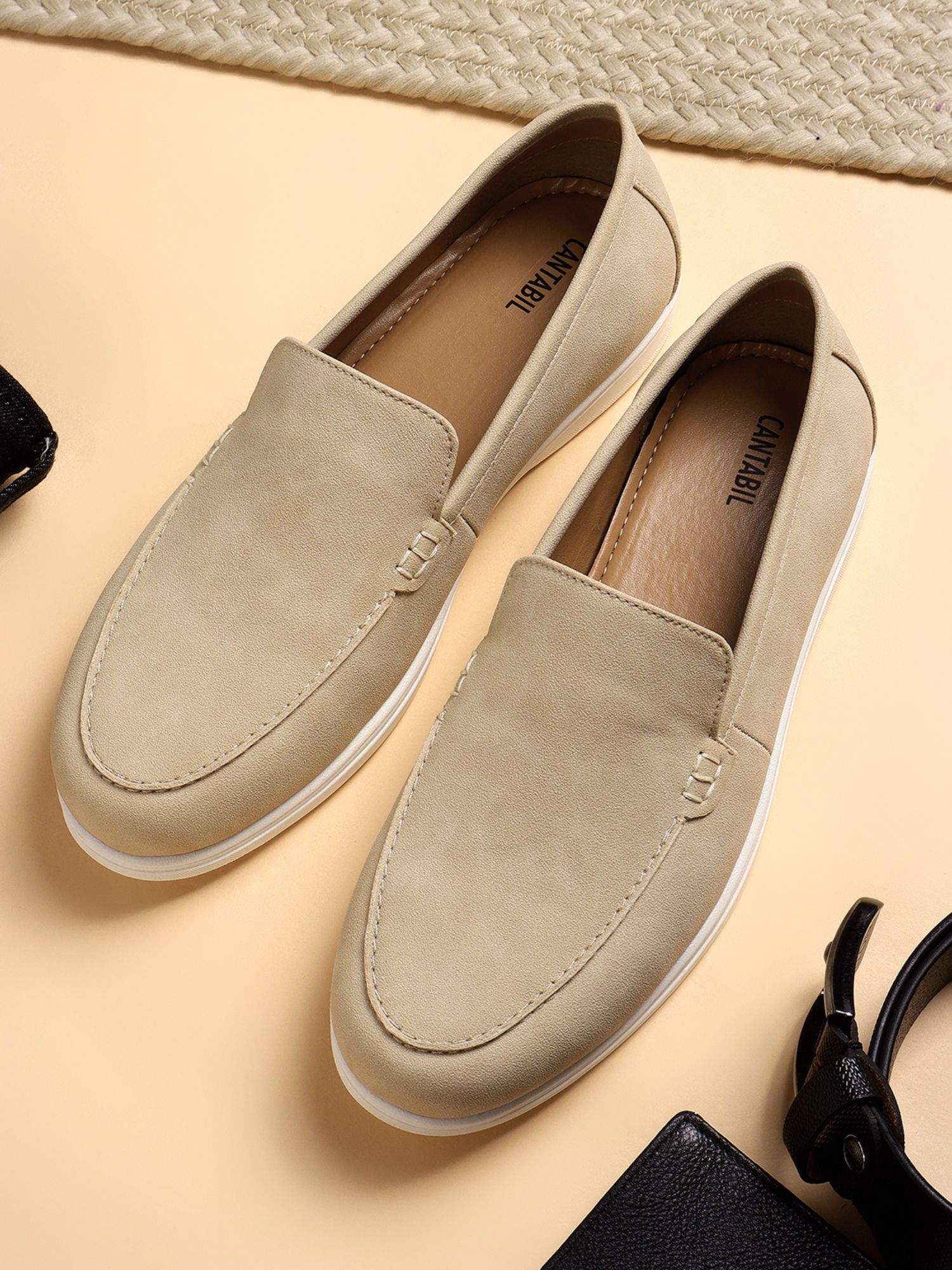 Cantabil Casual Beige Loafers for Men
