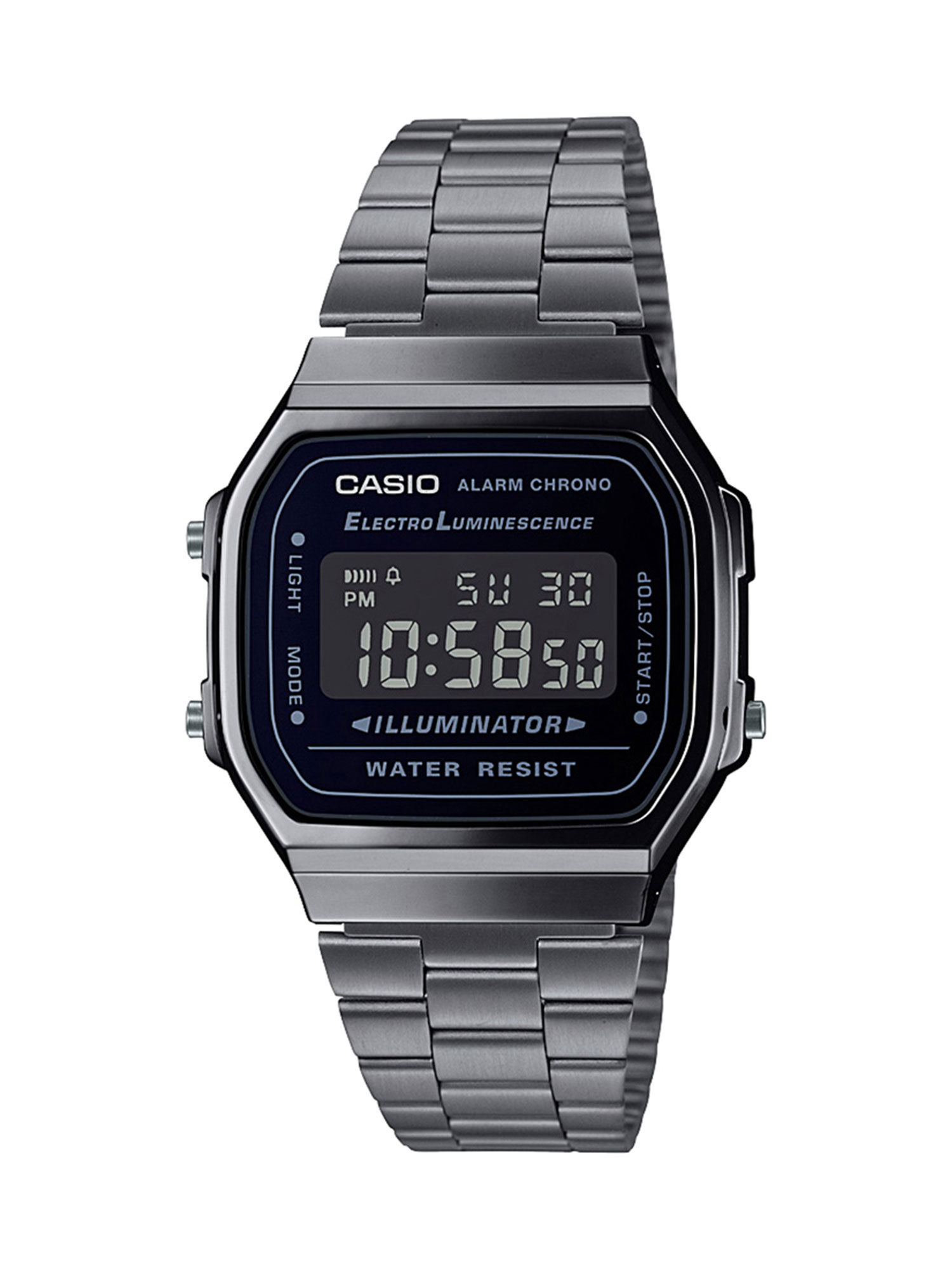 Casio Vintage A168WGG-1BDF Black Digital Dial Black Stainless Steel Band D182