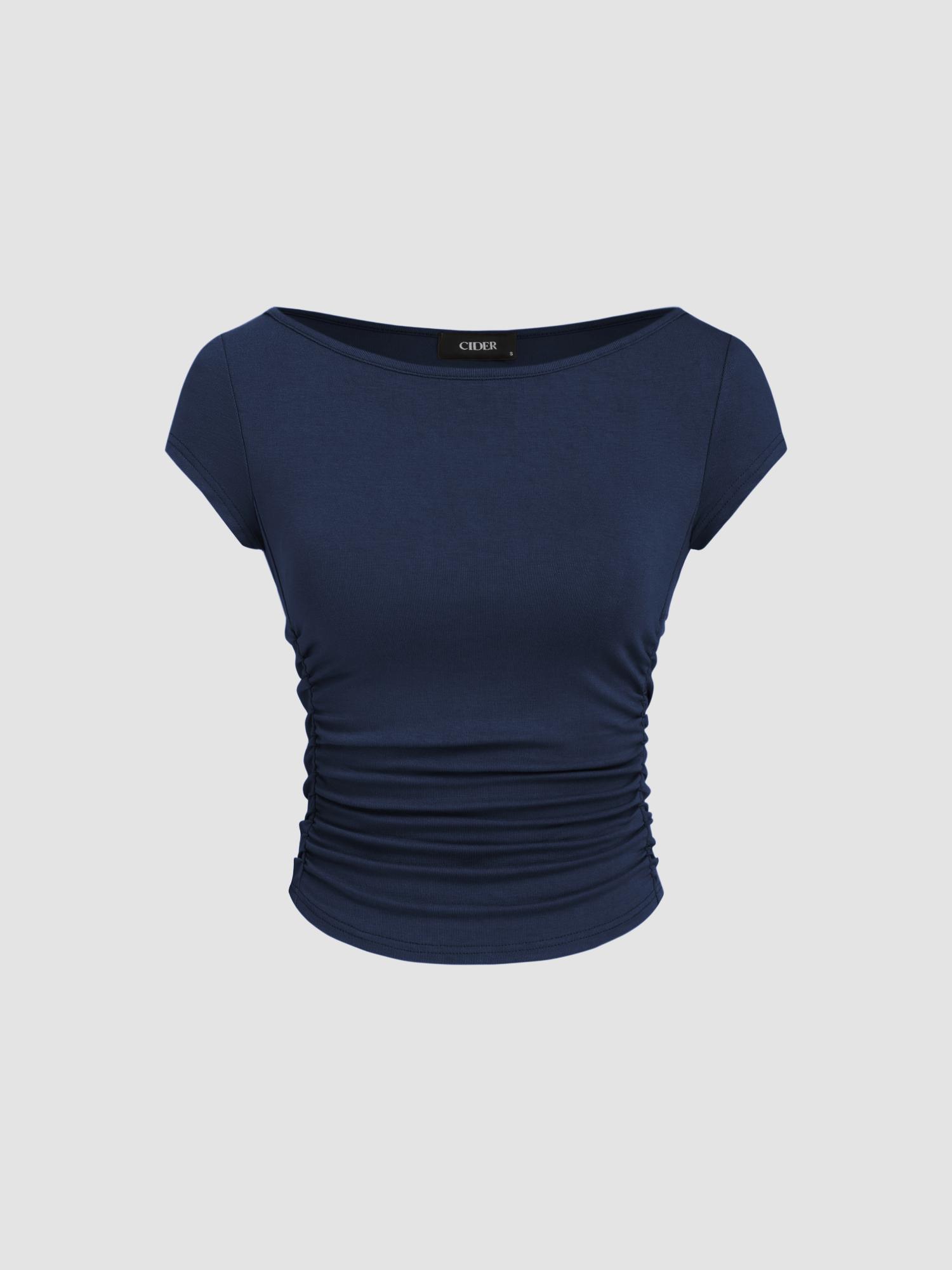 Cider Boat Neck Ruched Tee