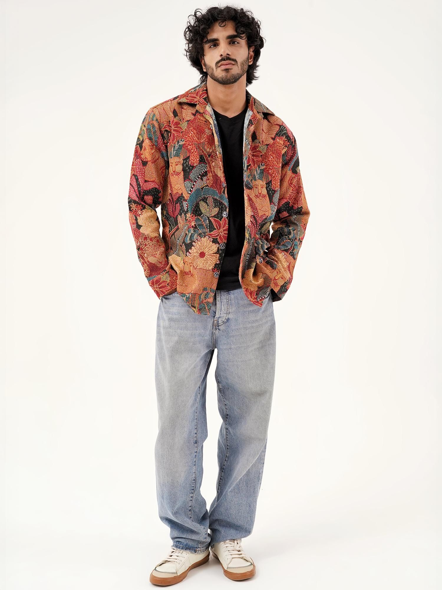 CLAZZEY Multi-Color Polycotton Full Sleeves Shacket