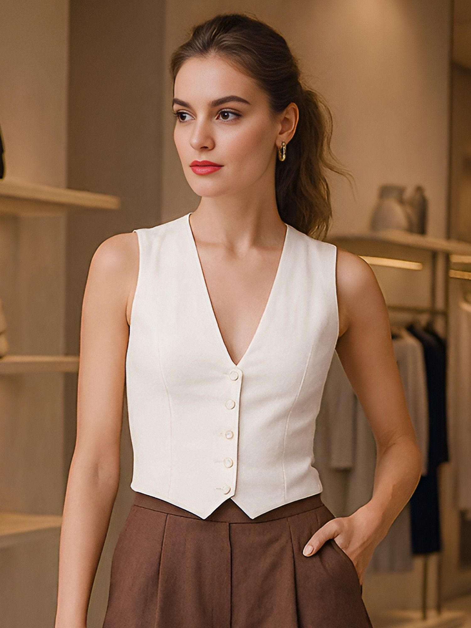 Don’t be basic Off White Solid Top