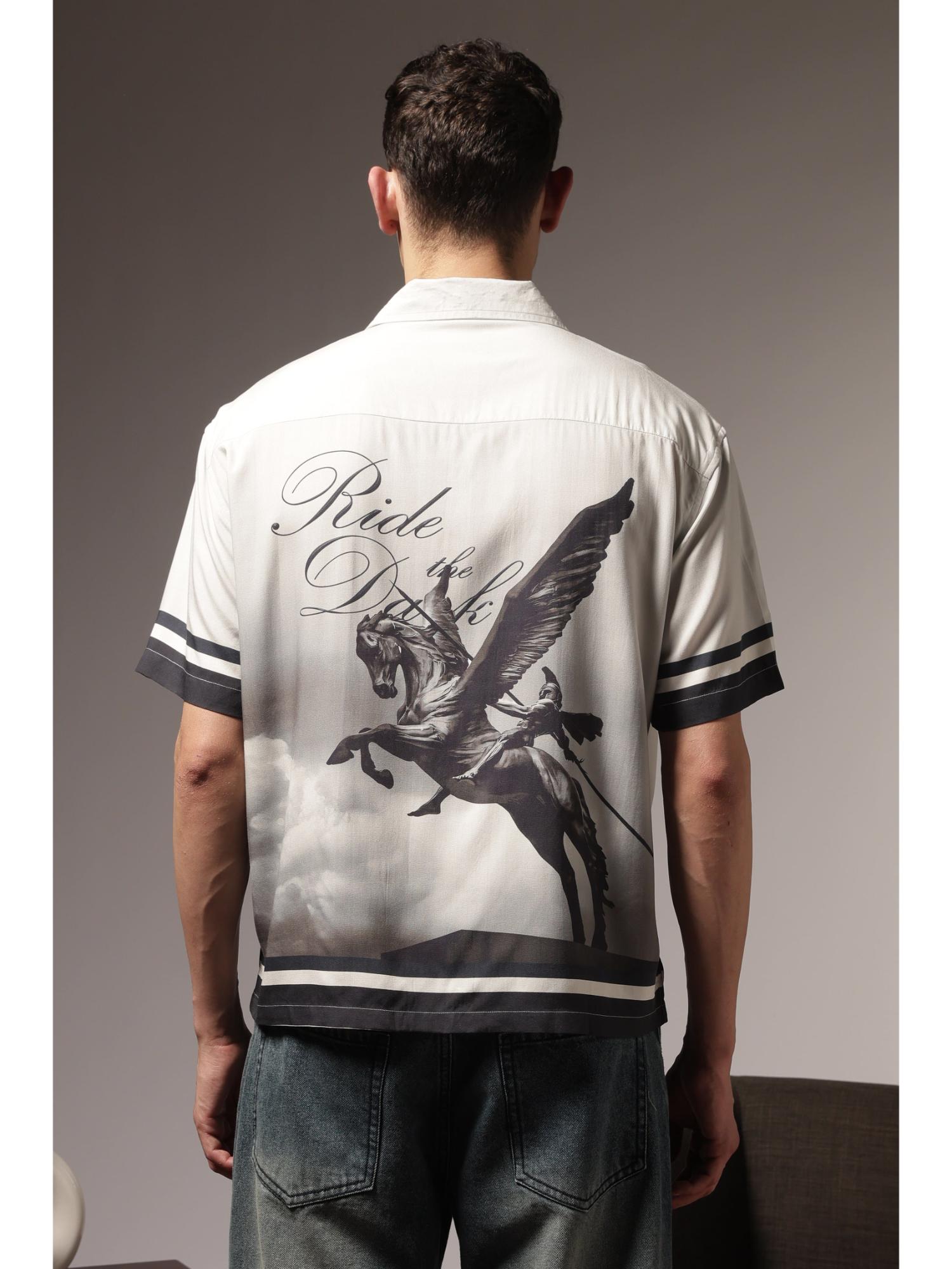 Eszett Men Grey Cotton Graphic Shirt
