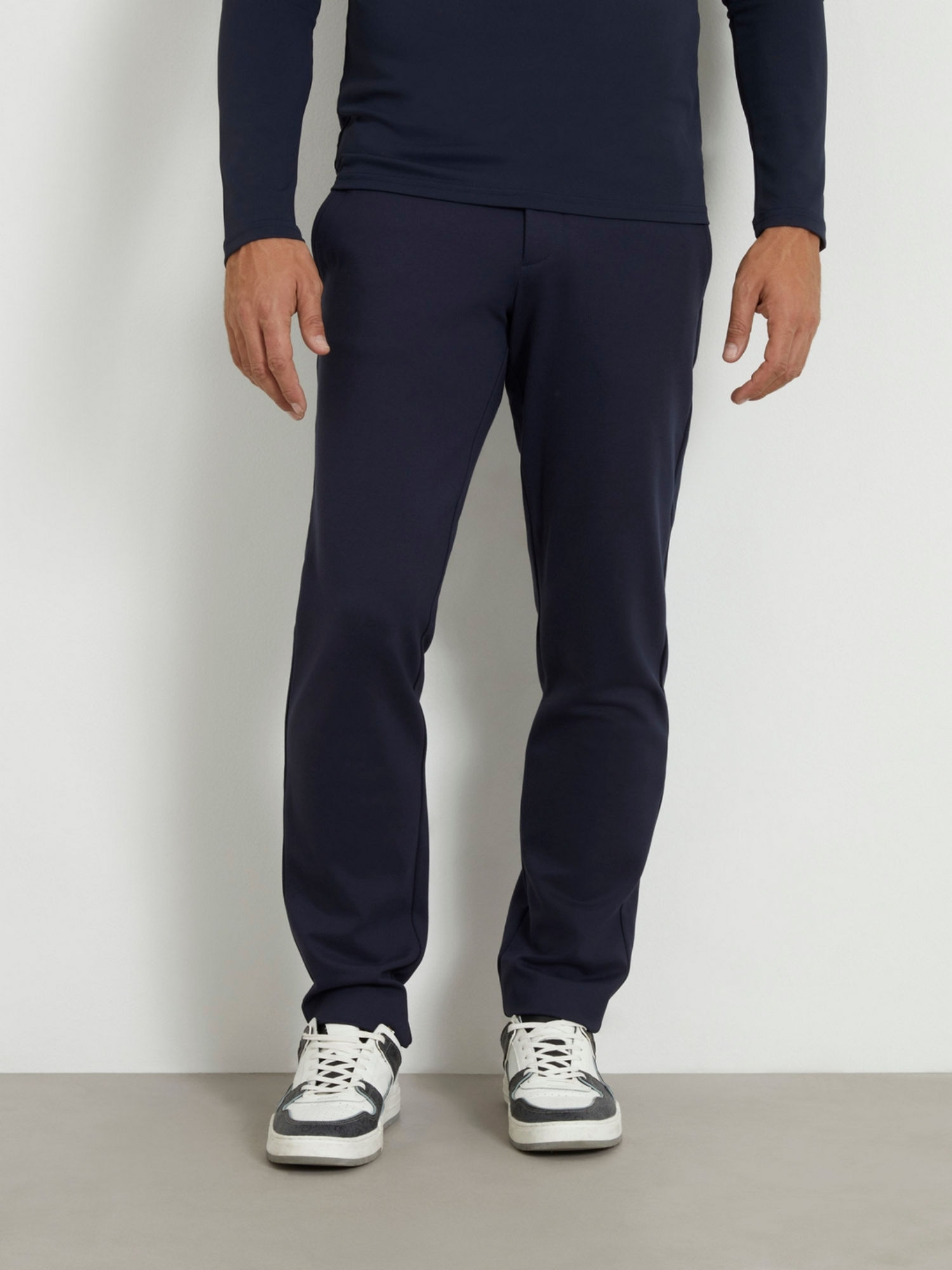 Guess Blue Viscose Blend Solid Regular Fit Trouser