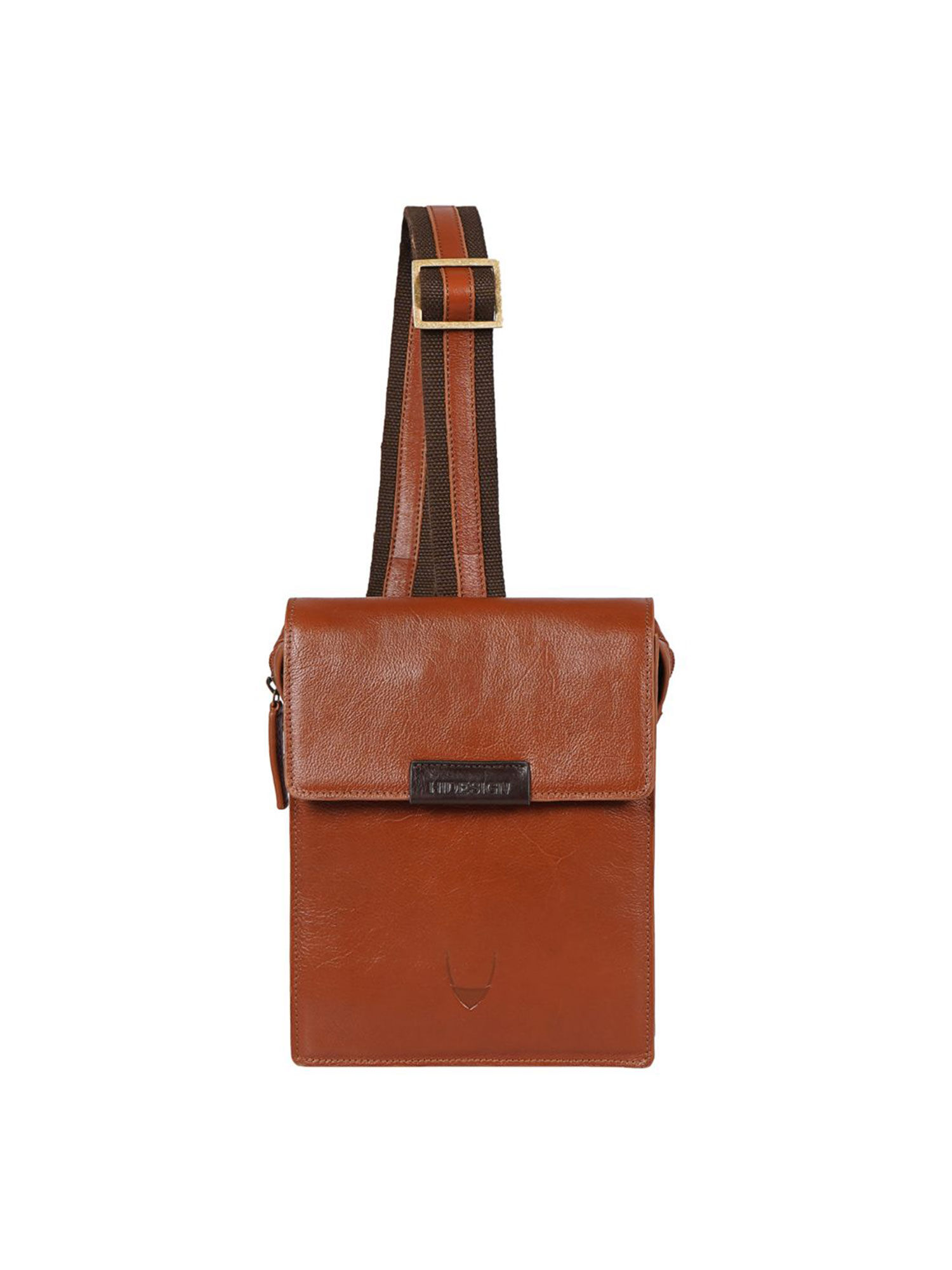 Hidesign Tan Genuine Leather Mens Crossbody Bag