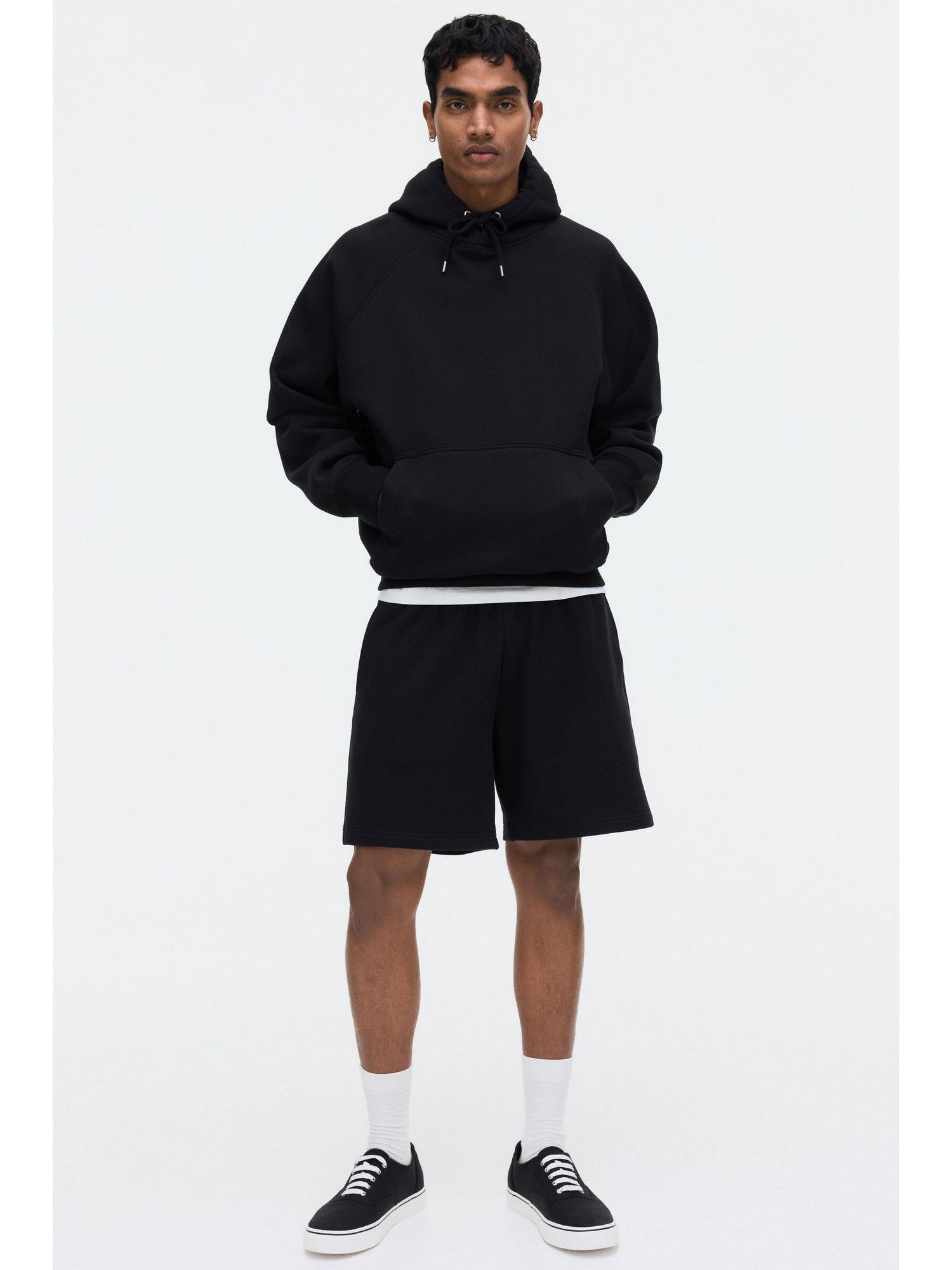 H&M Men Black Regular Fit Sweatshorts