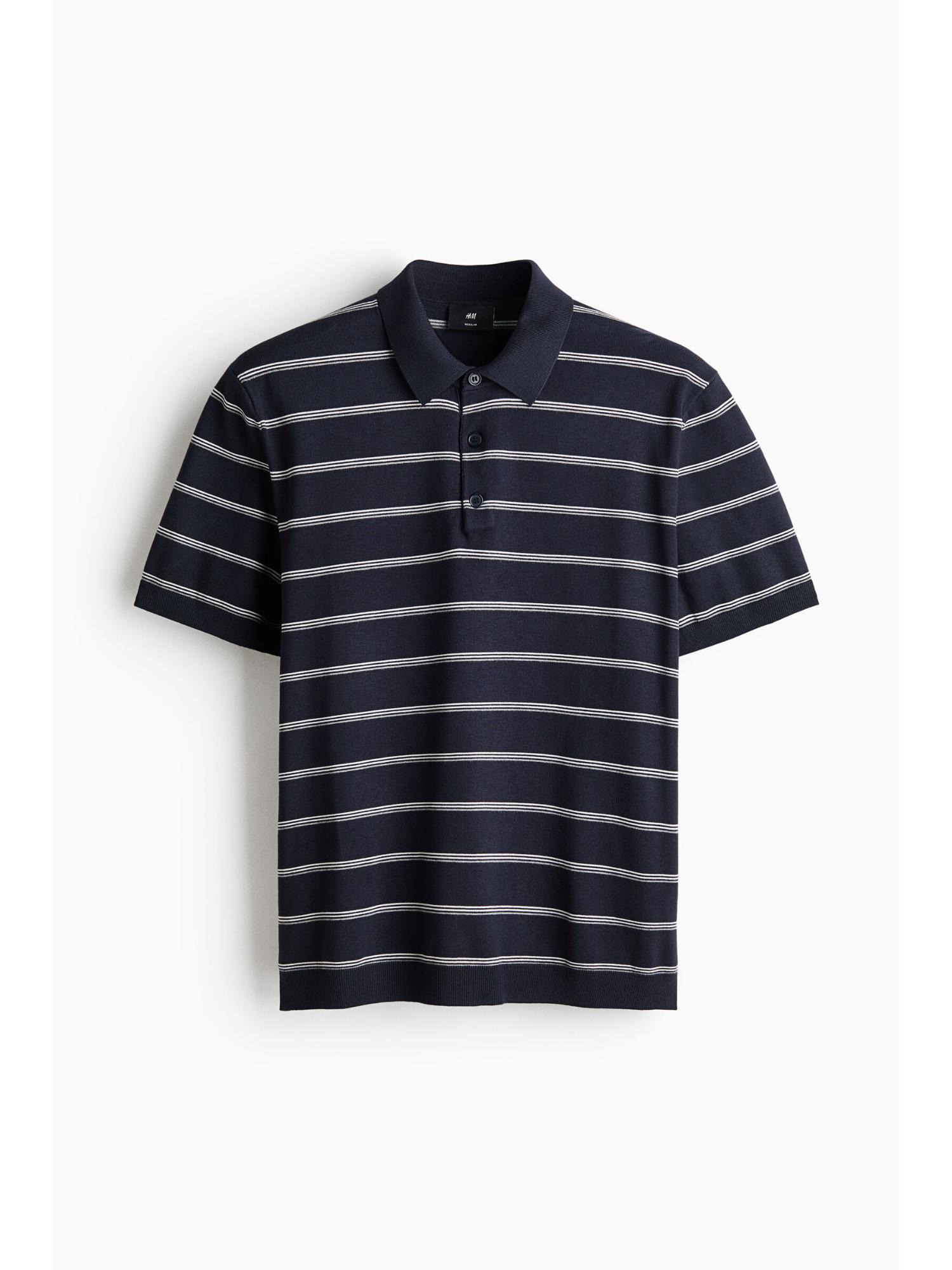 H&M Men Blue Regular Fit Polo T-Shirt