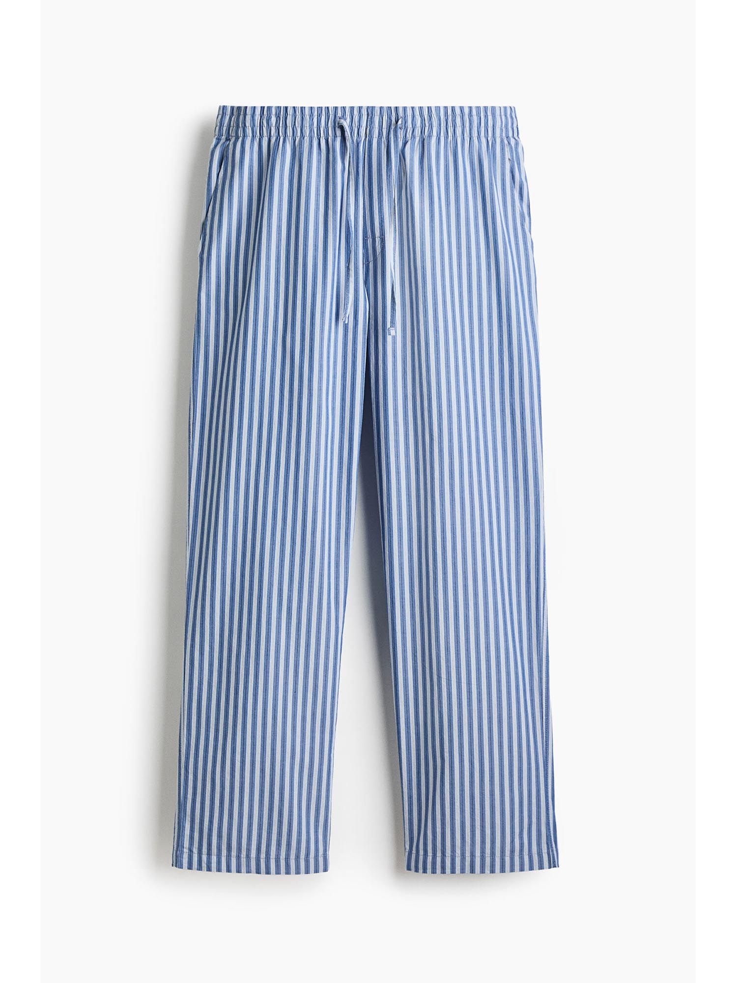 H&M Men Blue Relaxed Fit Poplin Pyjama