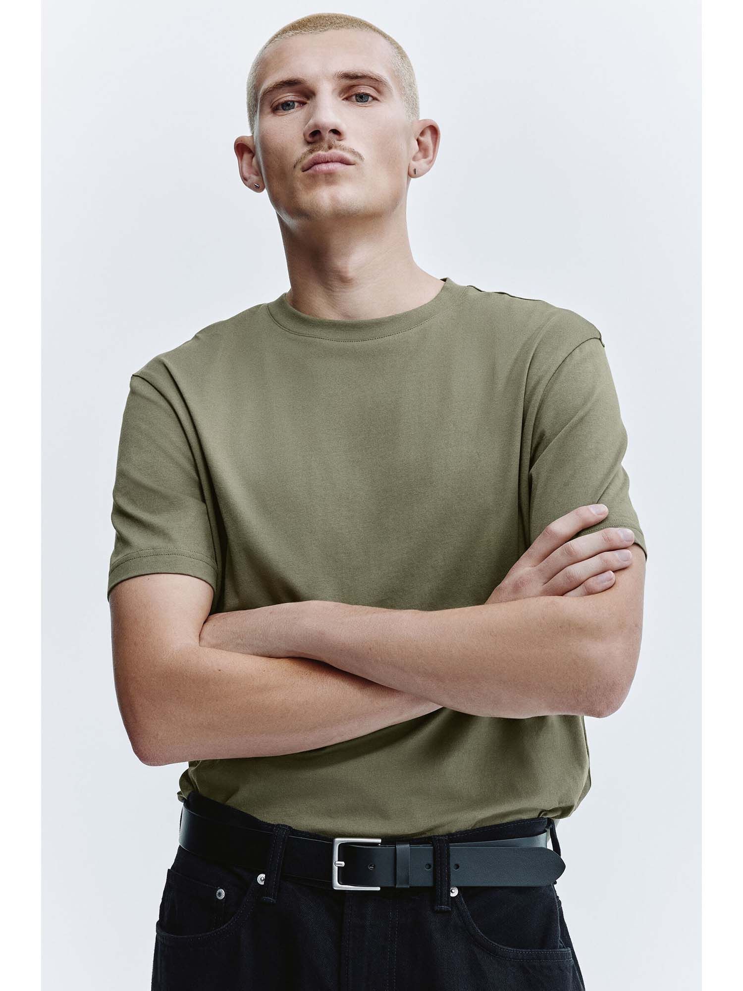 H&M Men Green Regular Fit T-Shirt