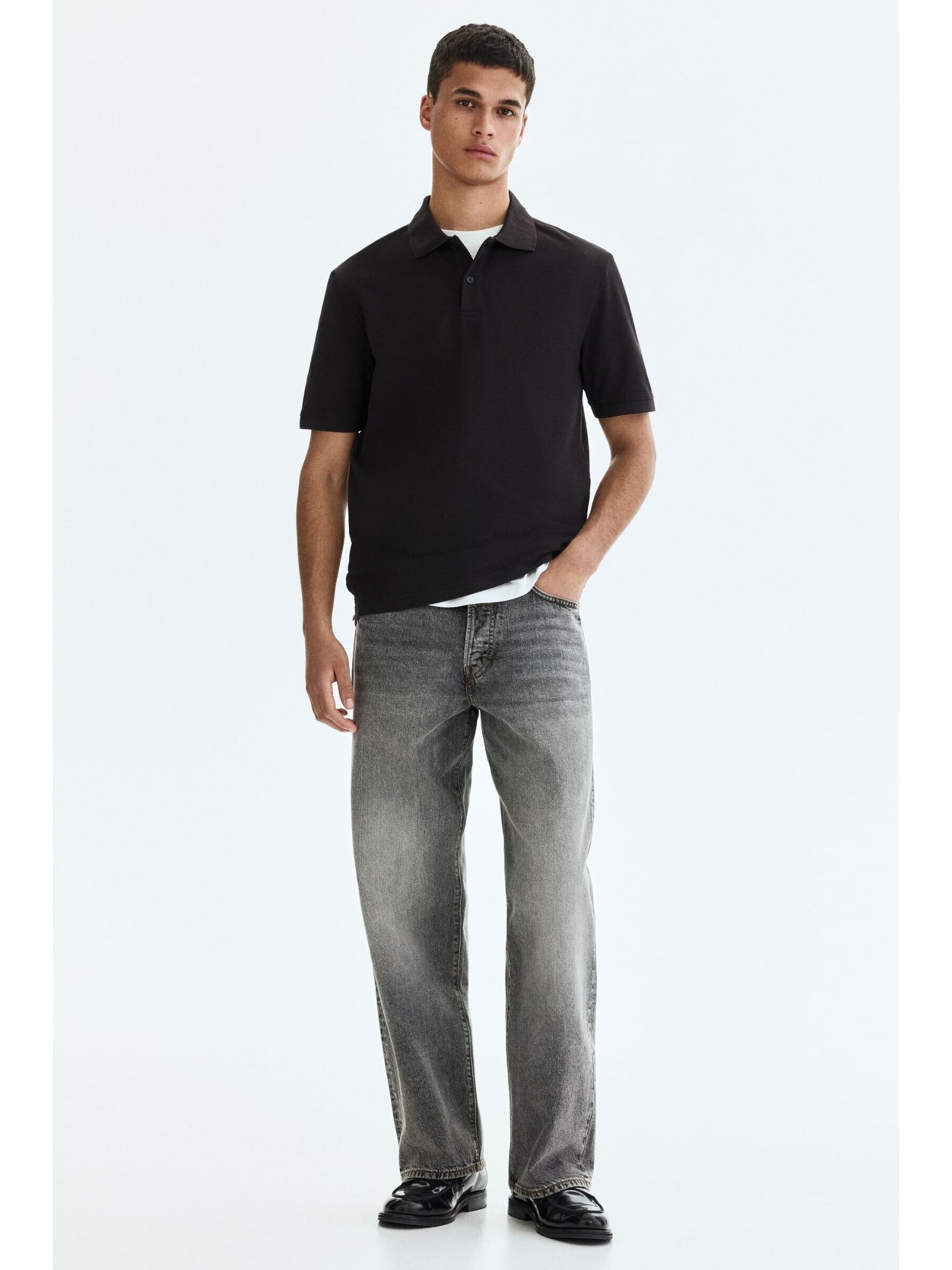 H&M Men Grey Loose Jeans