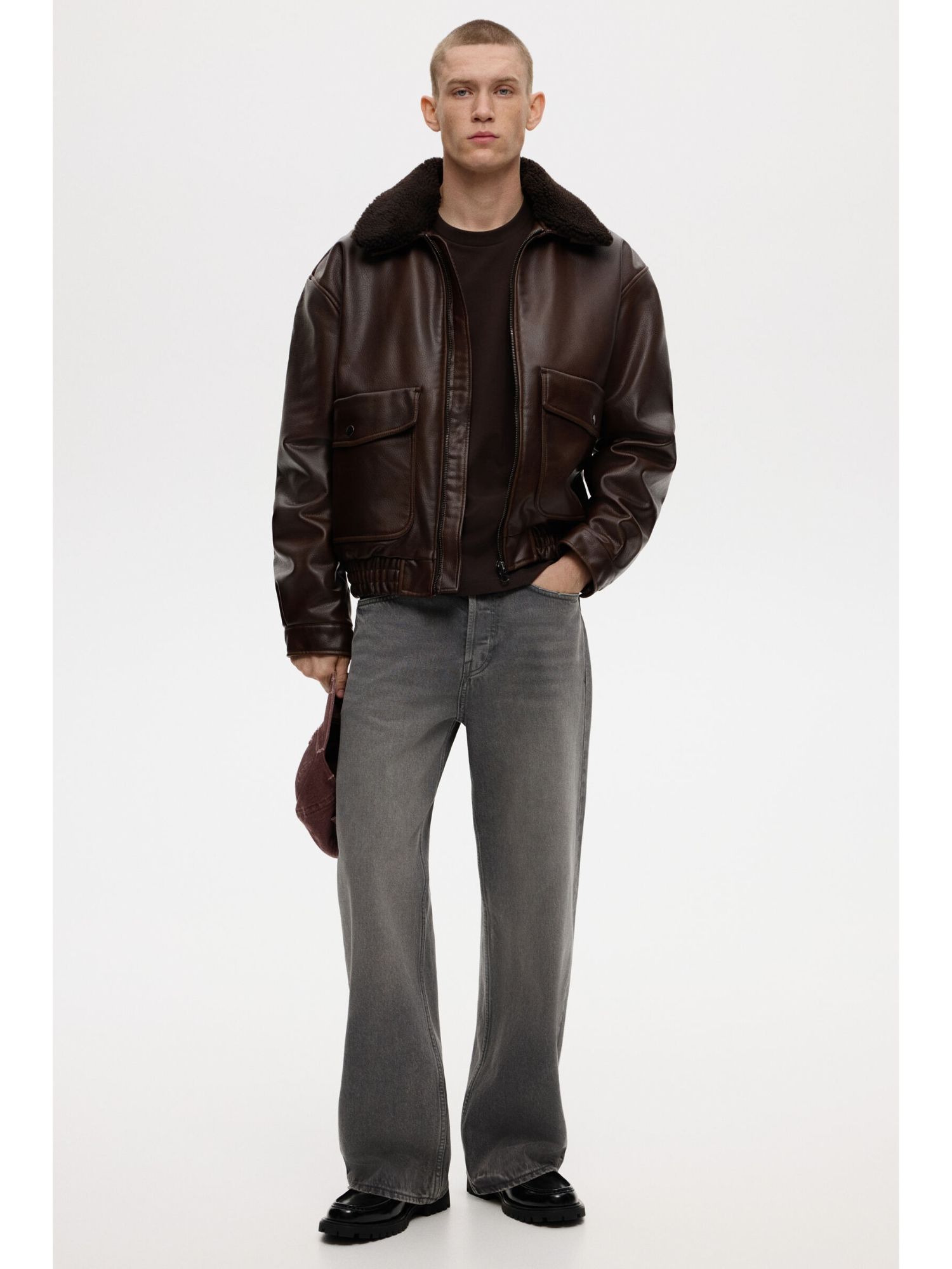 H&M Men Grey Loose Straight Jeans