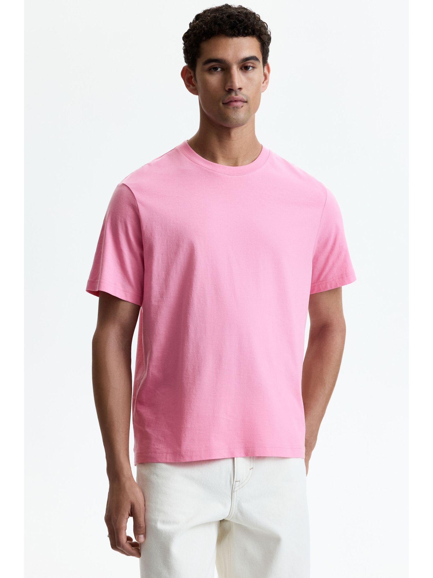 H&M Men Pink Regular Fit T-Shirt