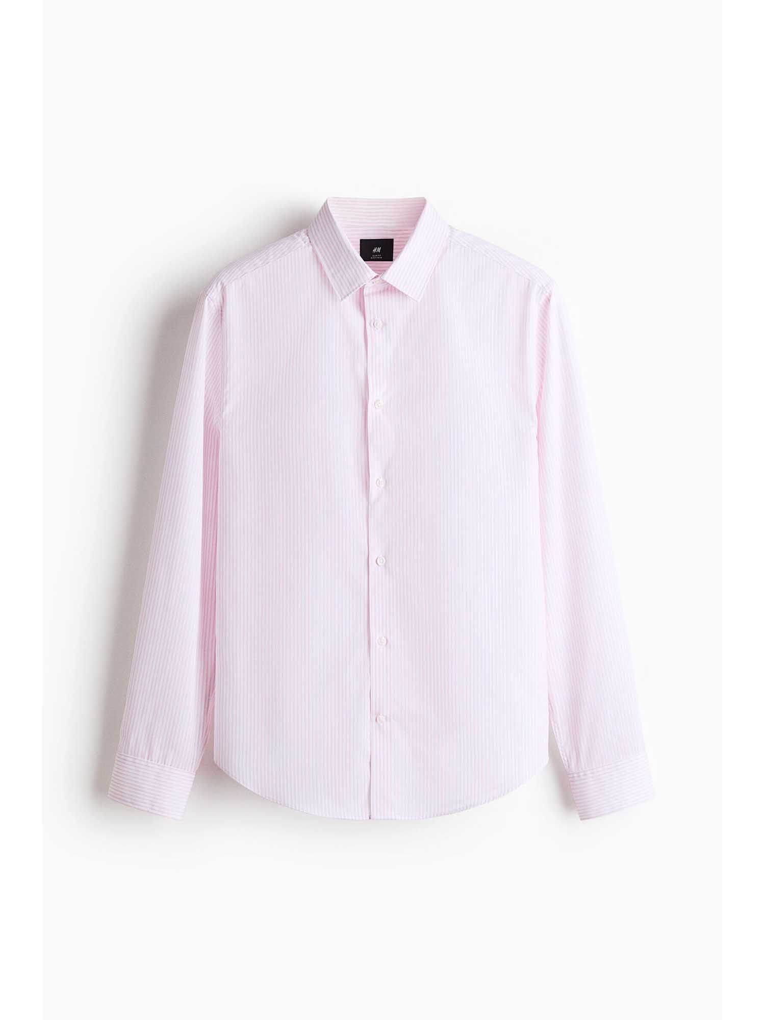 H&M Men Pink Slim Fit Easy-Iron Shirt