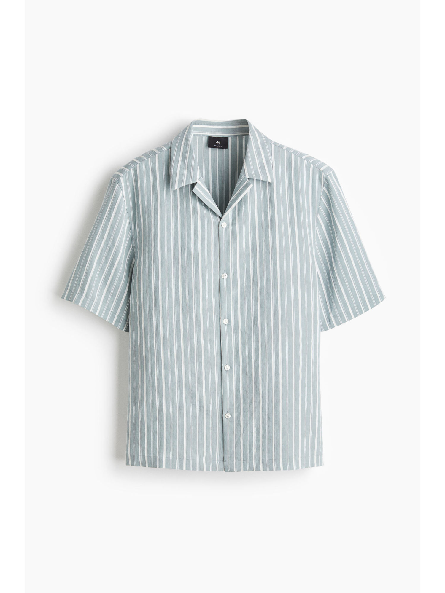 H&M Men Turquoise Regular Fit Lyocell-Blend Resort Shirt