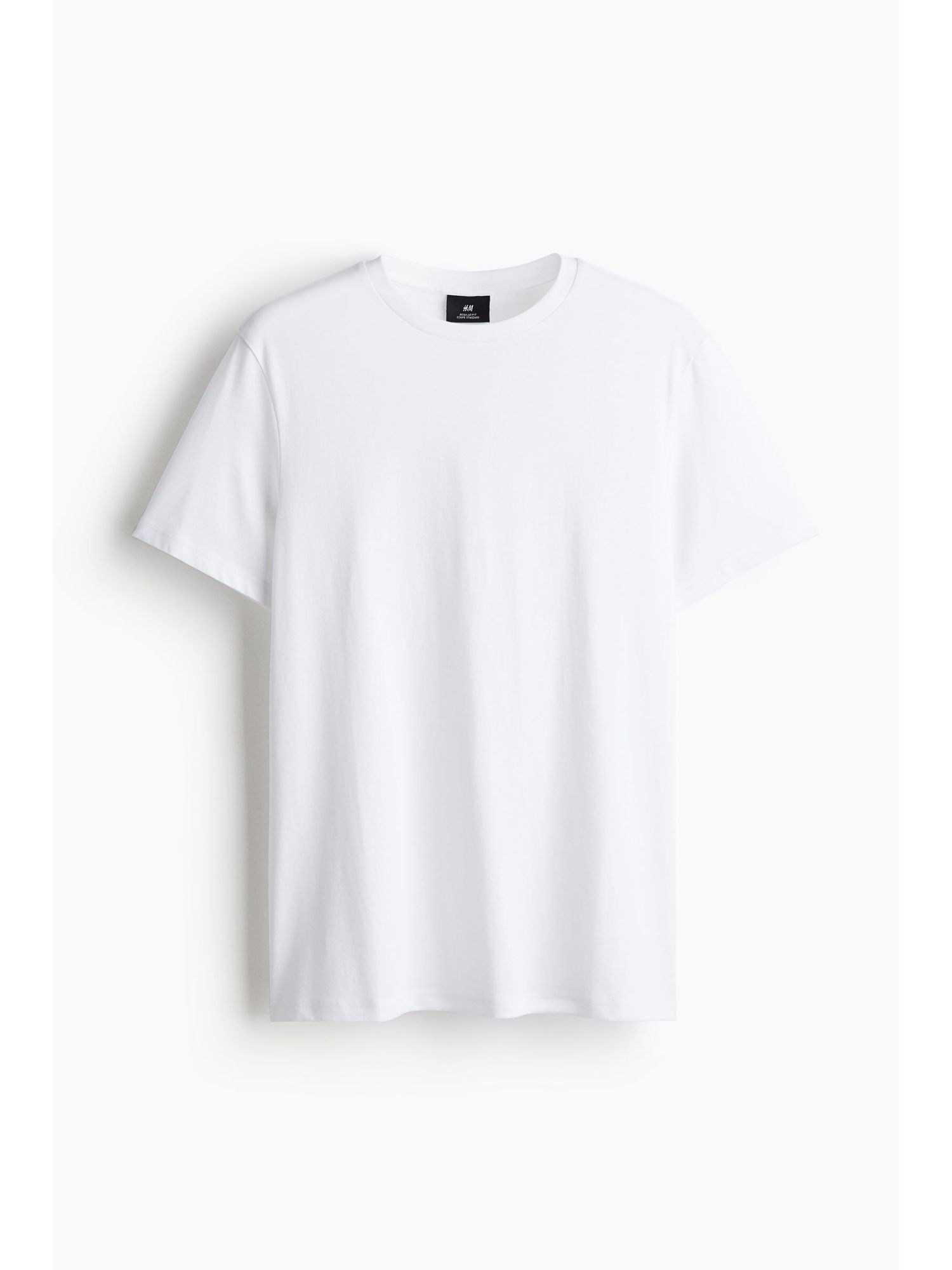 H&M Men White Regular Fit Round-Neck T-Shirt