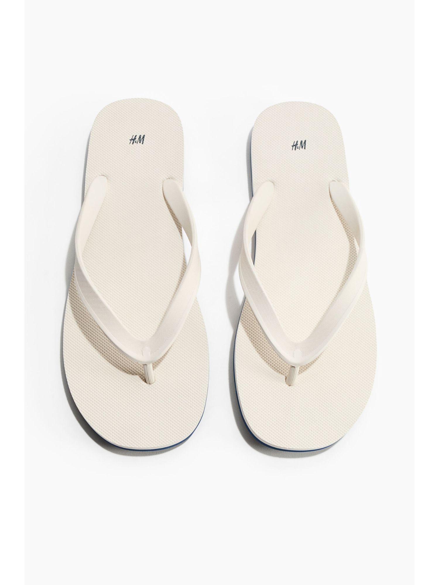 H&M Men White Rubber Flip Flops
