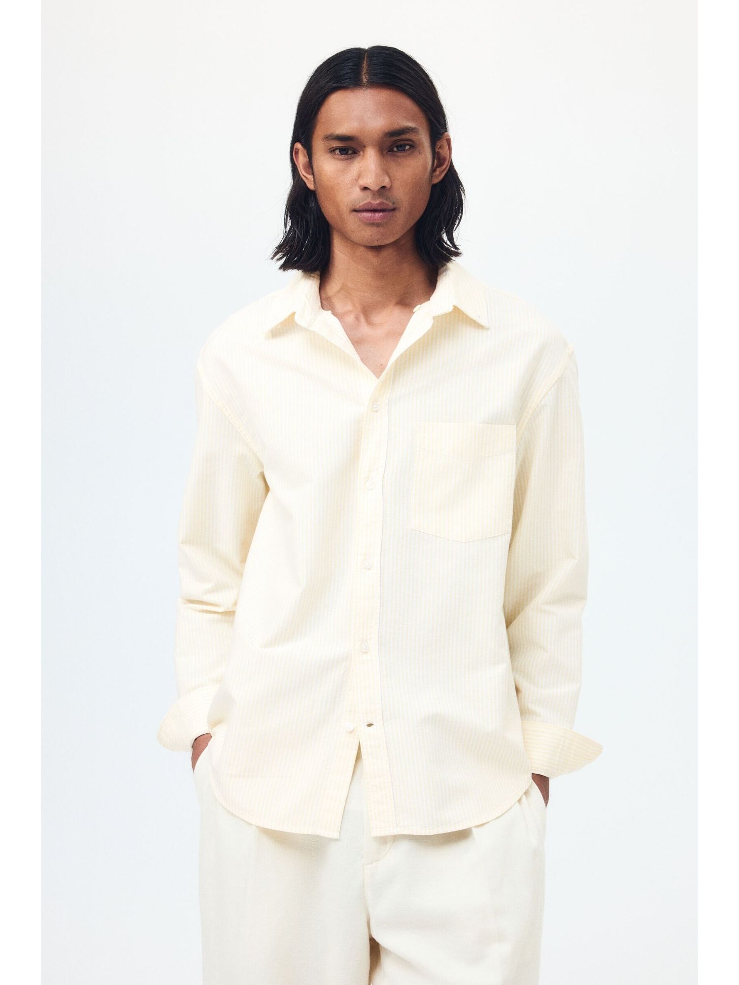 H&M Men Yellow Regular Fit Oxford Shirt