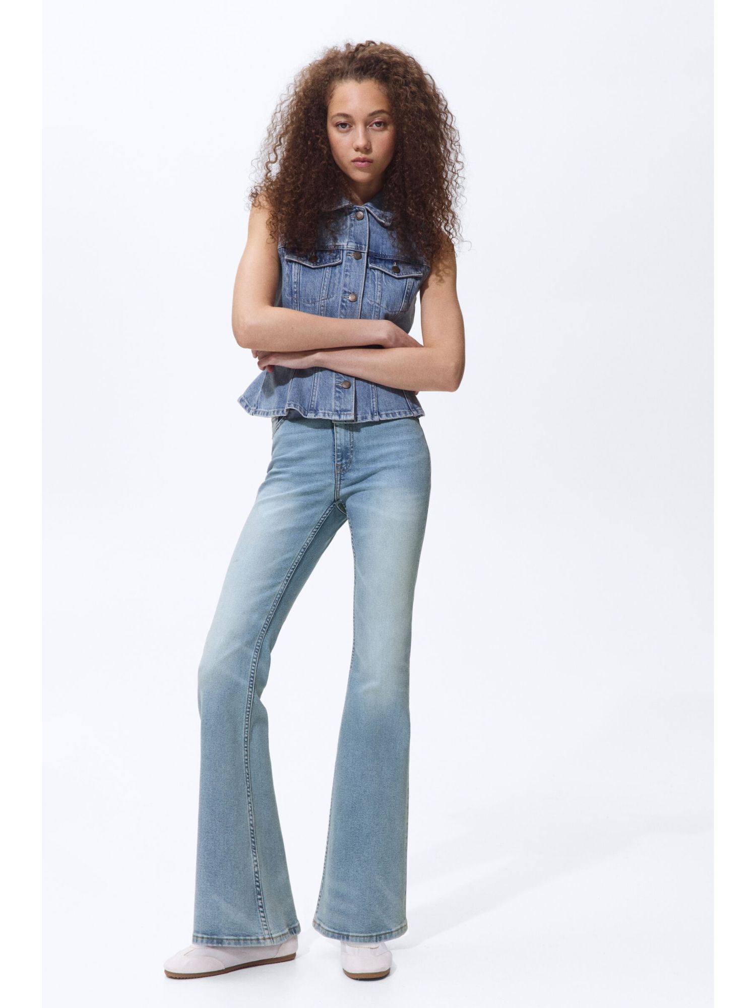 H&M Women Blue Flared High Jeans