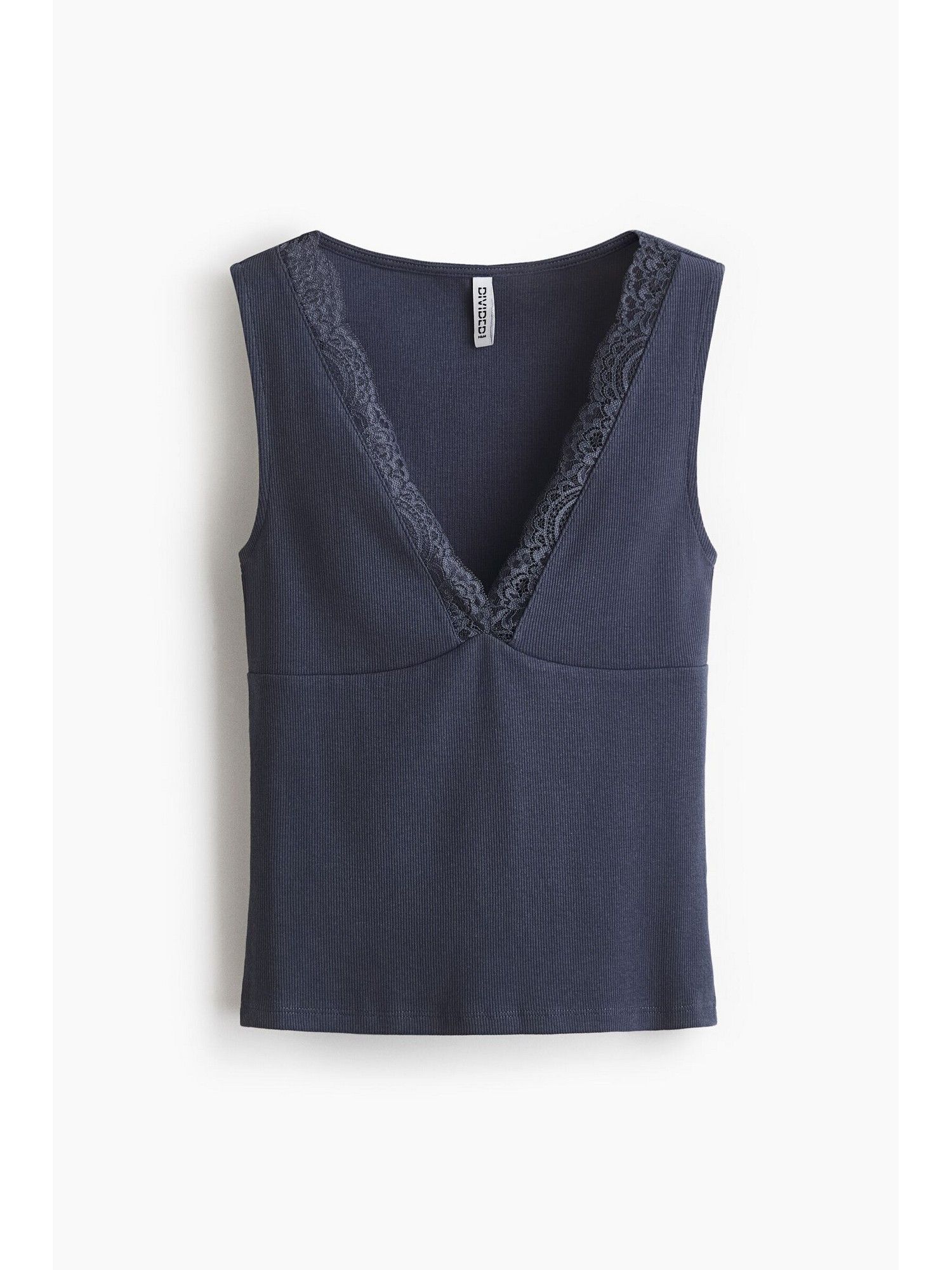 H&M Women Blue Lace-Trimmed Vest Top