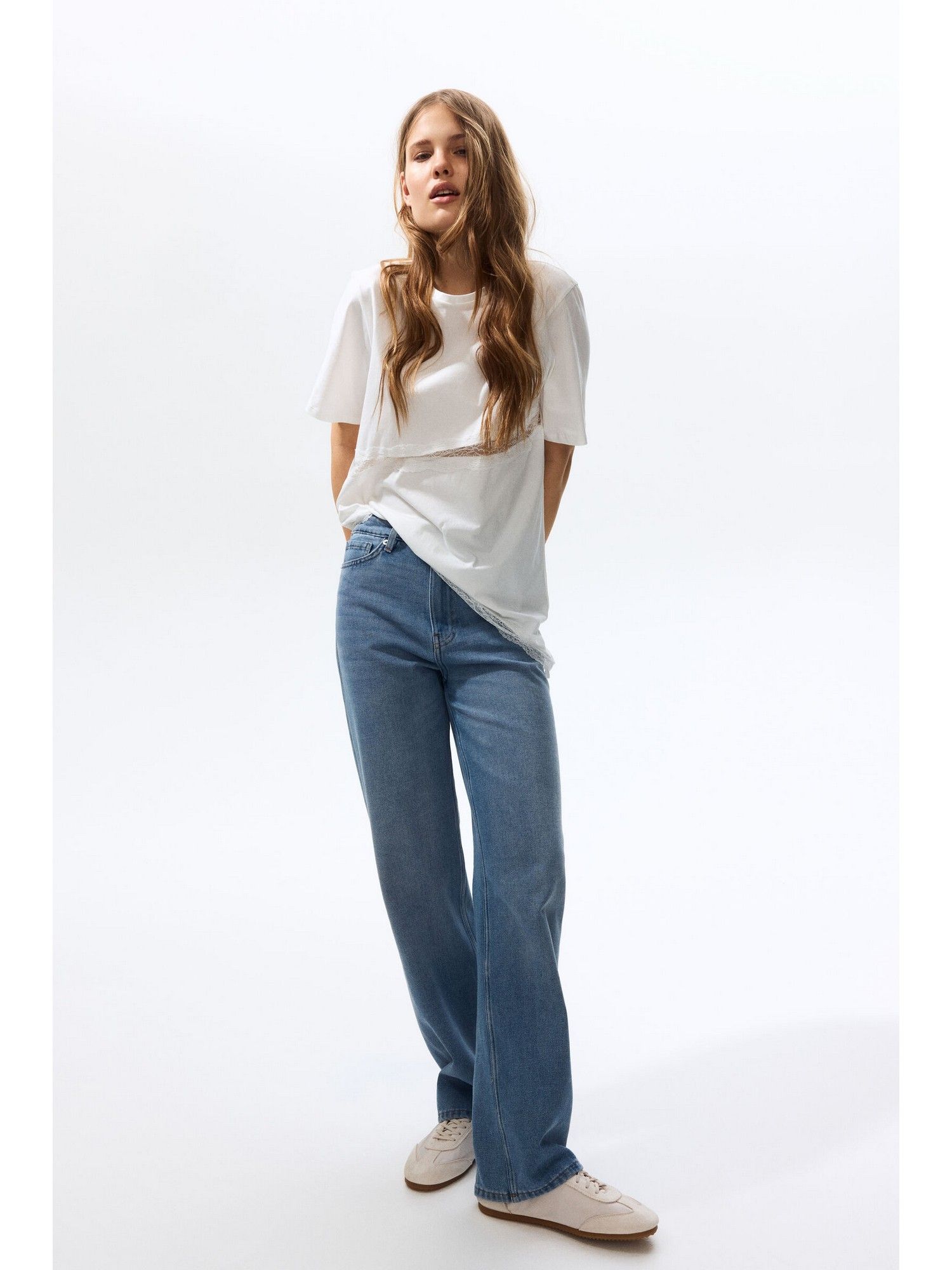 H&M Women Blue Straight High Jeans
