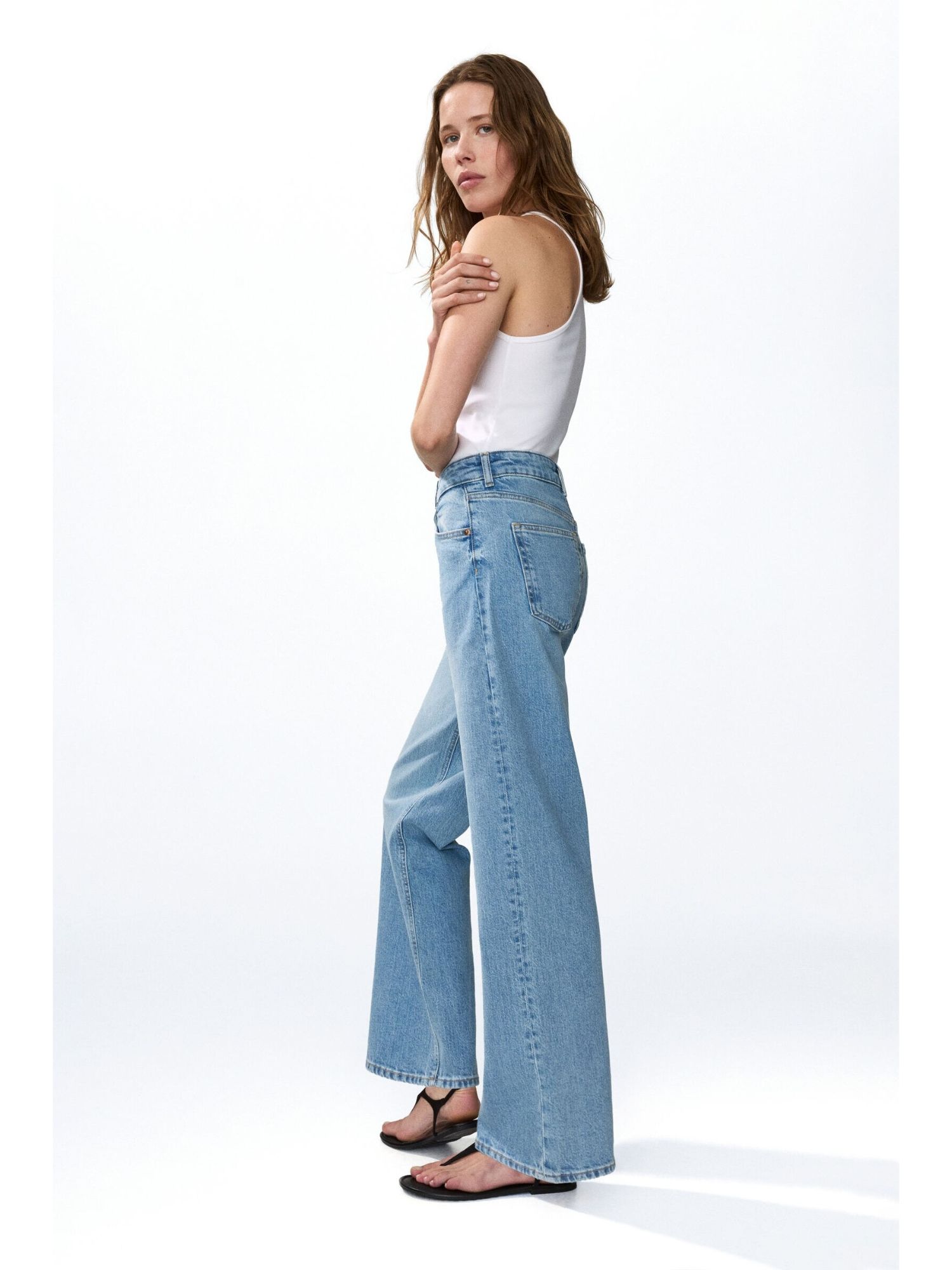 H&M Women Blue Wide High Waist Jeans