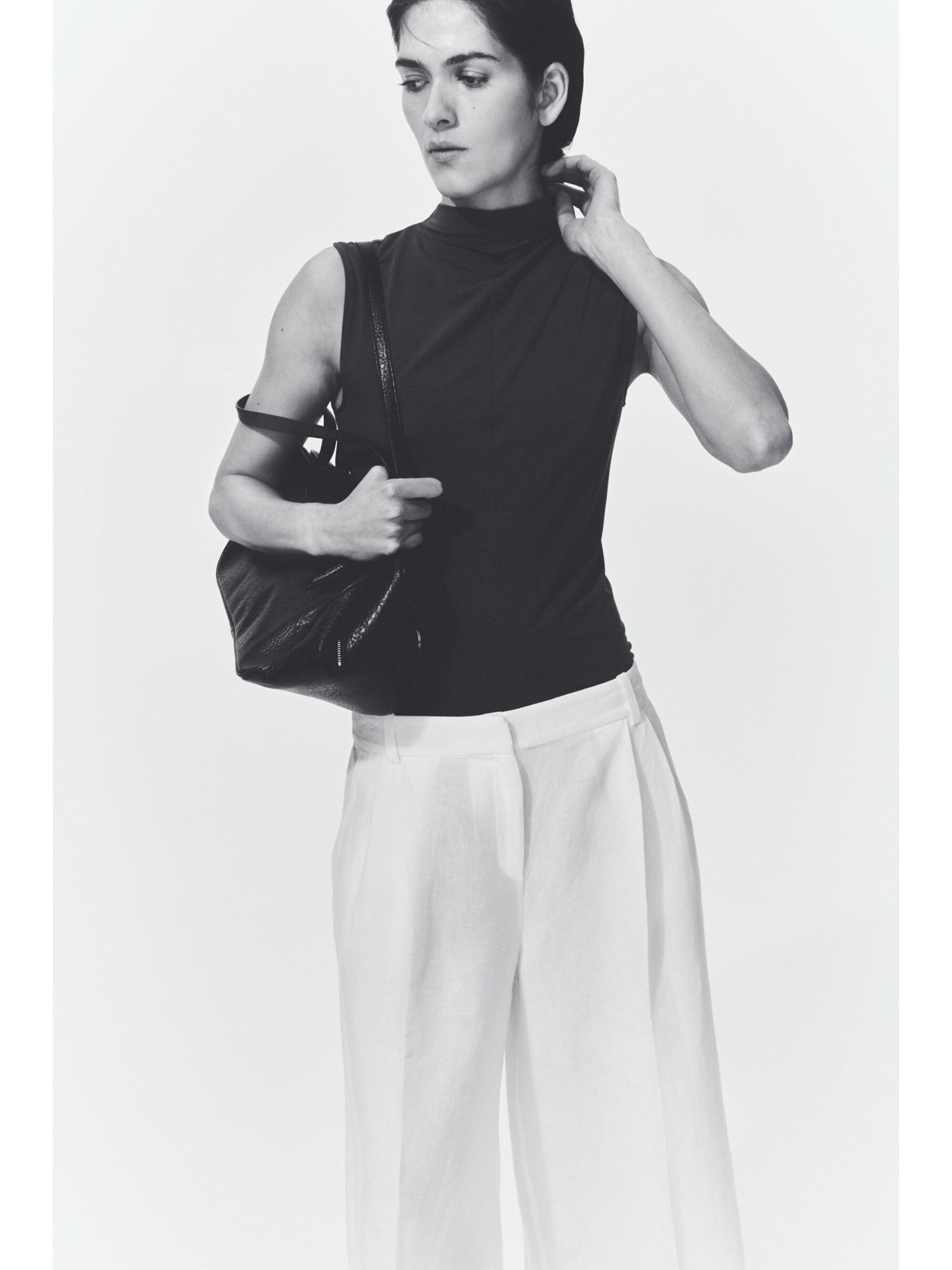 H&M Women Brown Modal-Blend Turtleneck Top