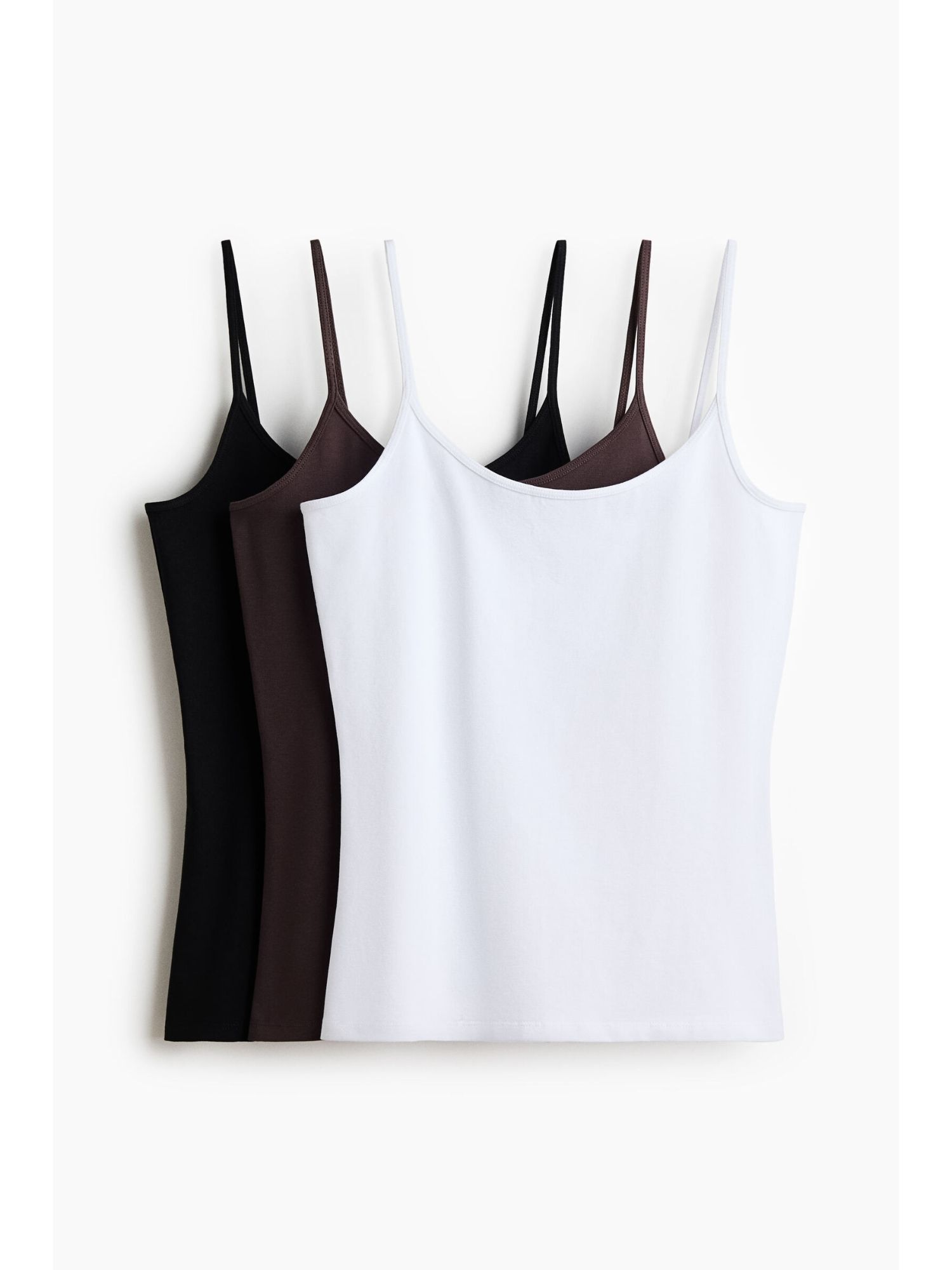H&M Women White 3-Pack Cotton Strappy Tops