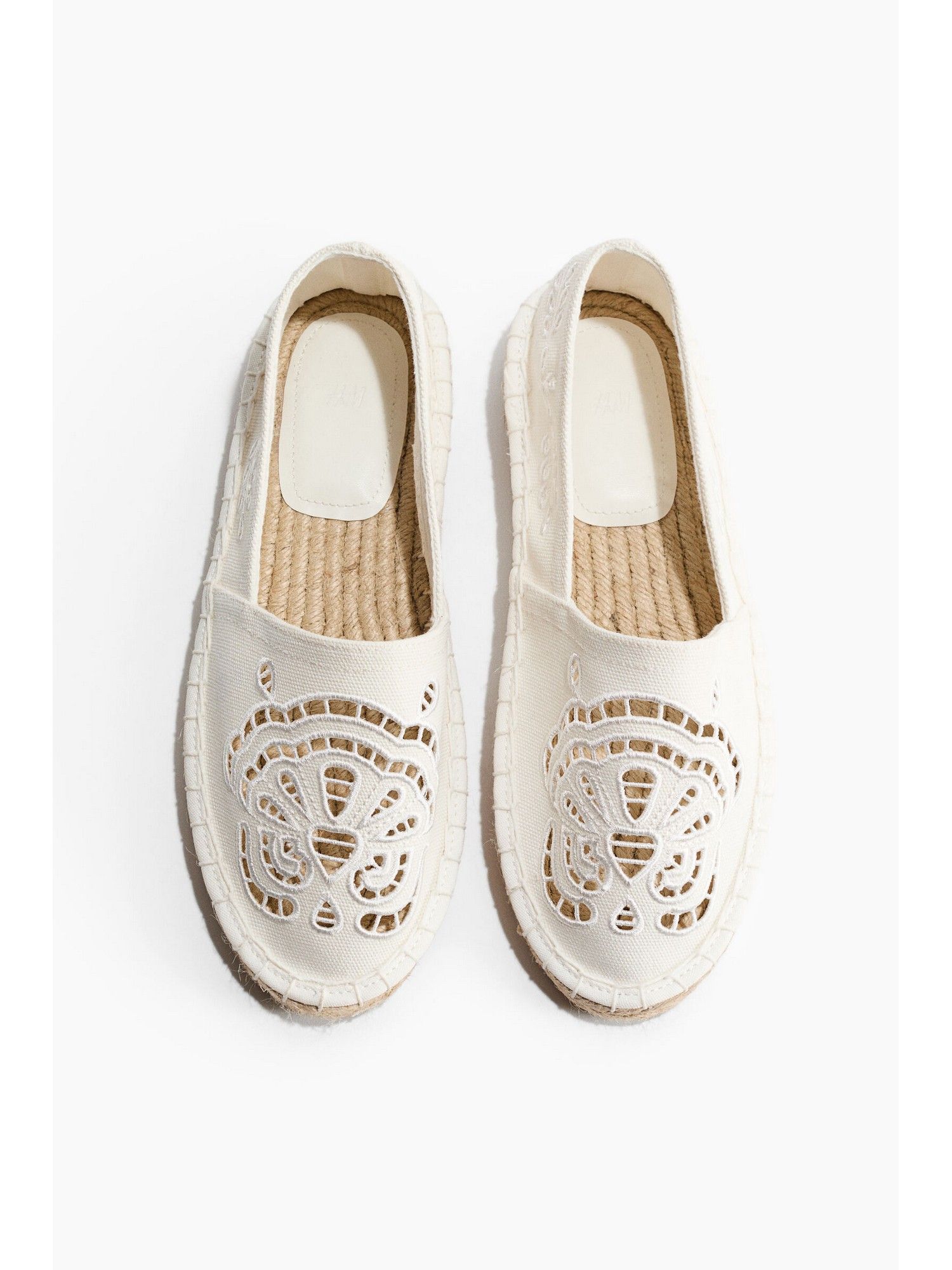 H&M Women White Broderie Anglaise Espadrilles