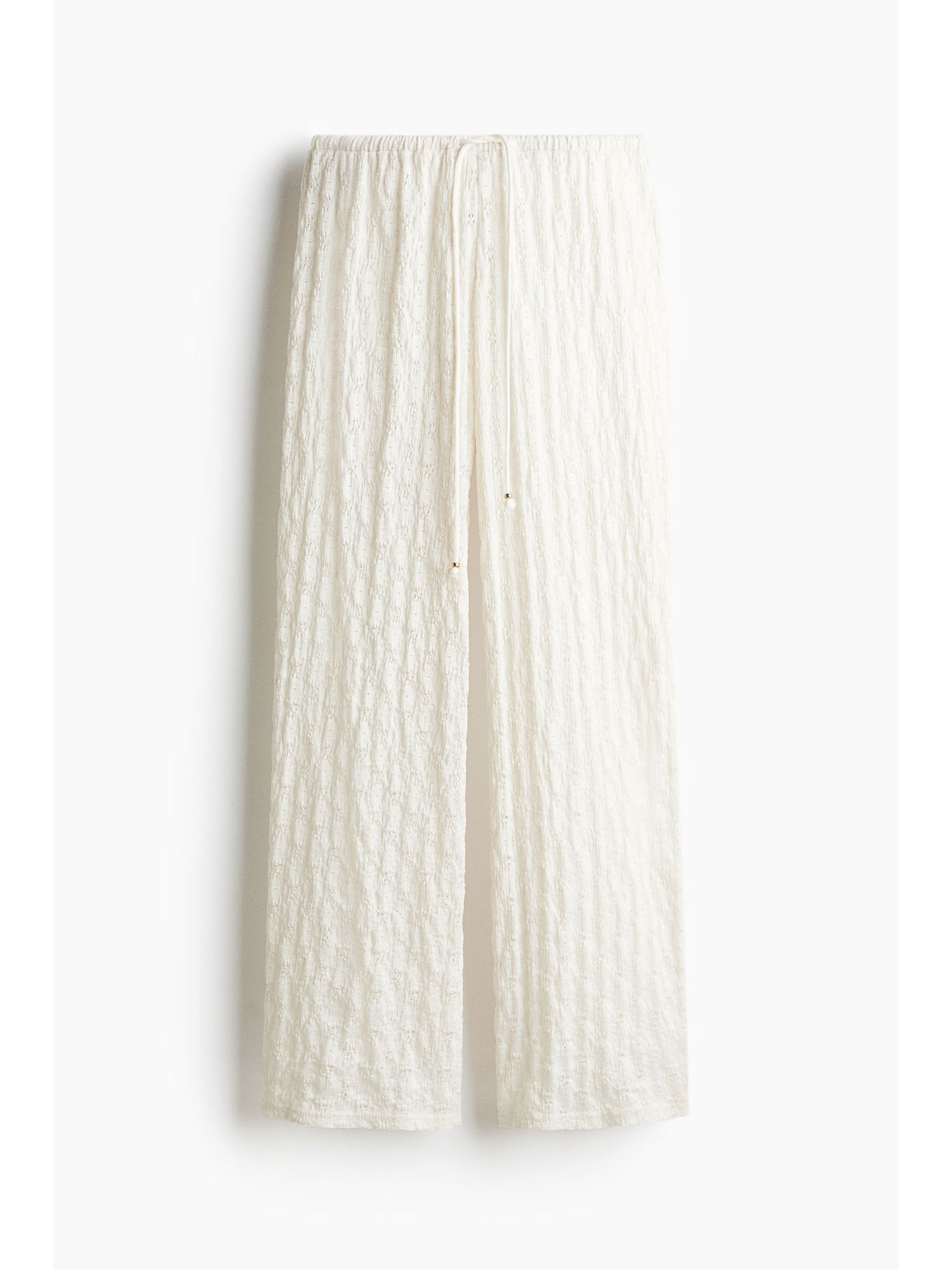 H&M Women White Lace-Look Drawstring Trousers