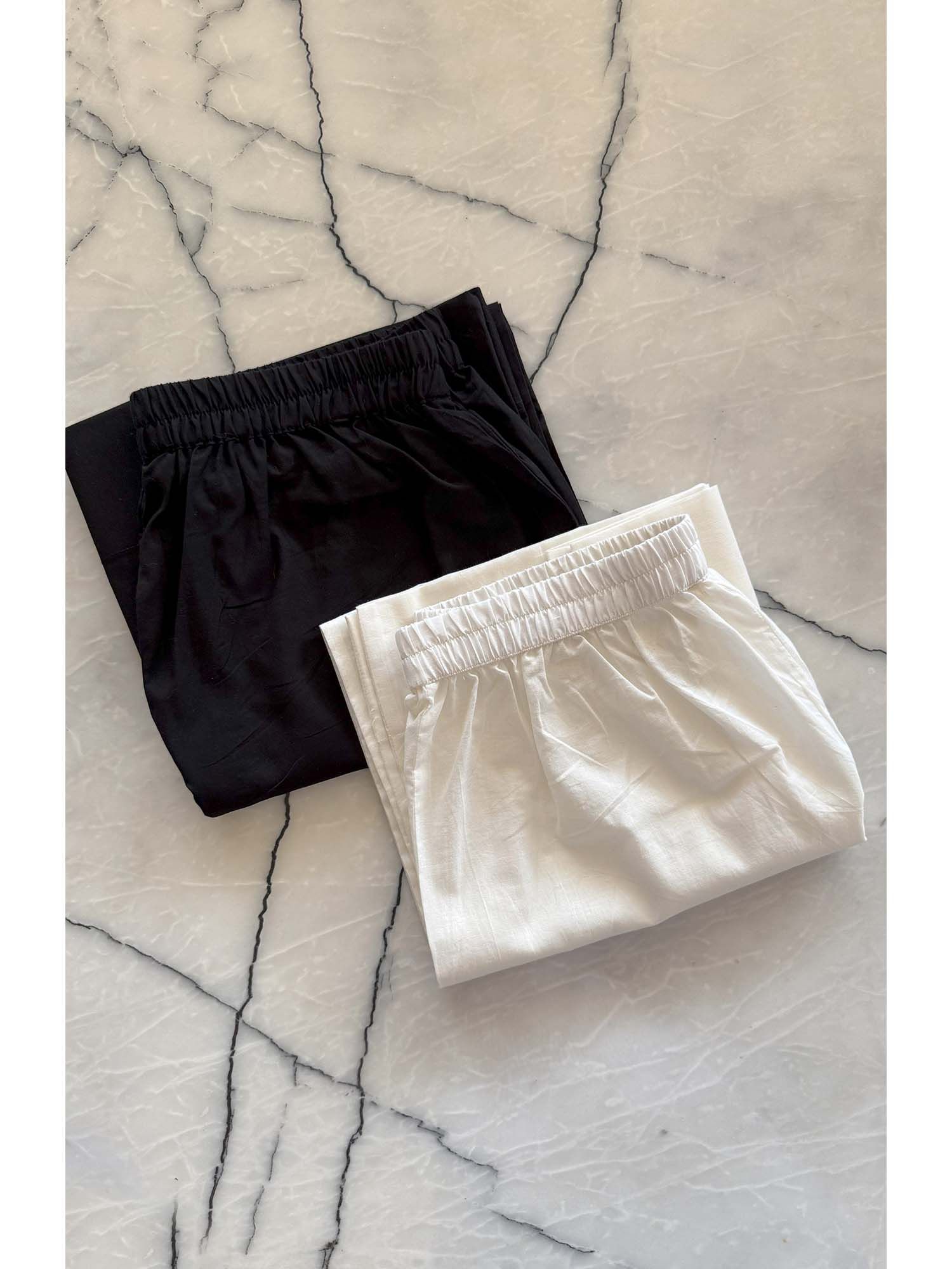 HOUSE OF MOXA Black and Off White Basic Palazzo (Pack of 2)