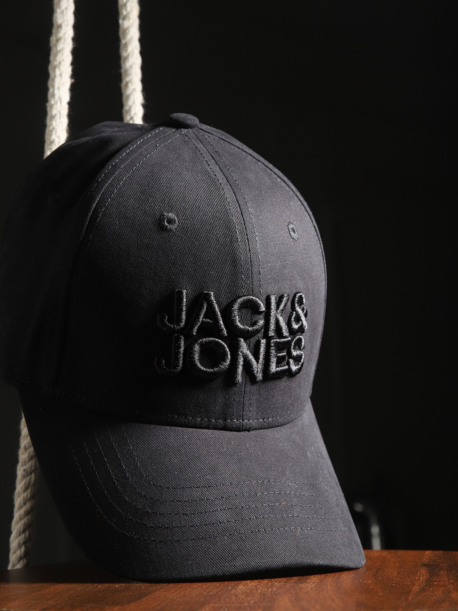 Jack & Jones Black Logo Print Baseball Cap