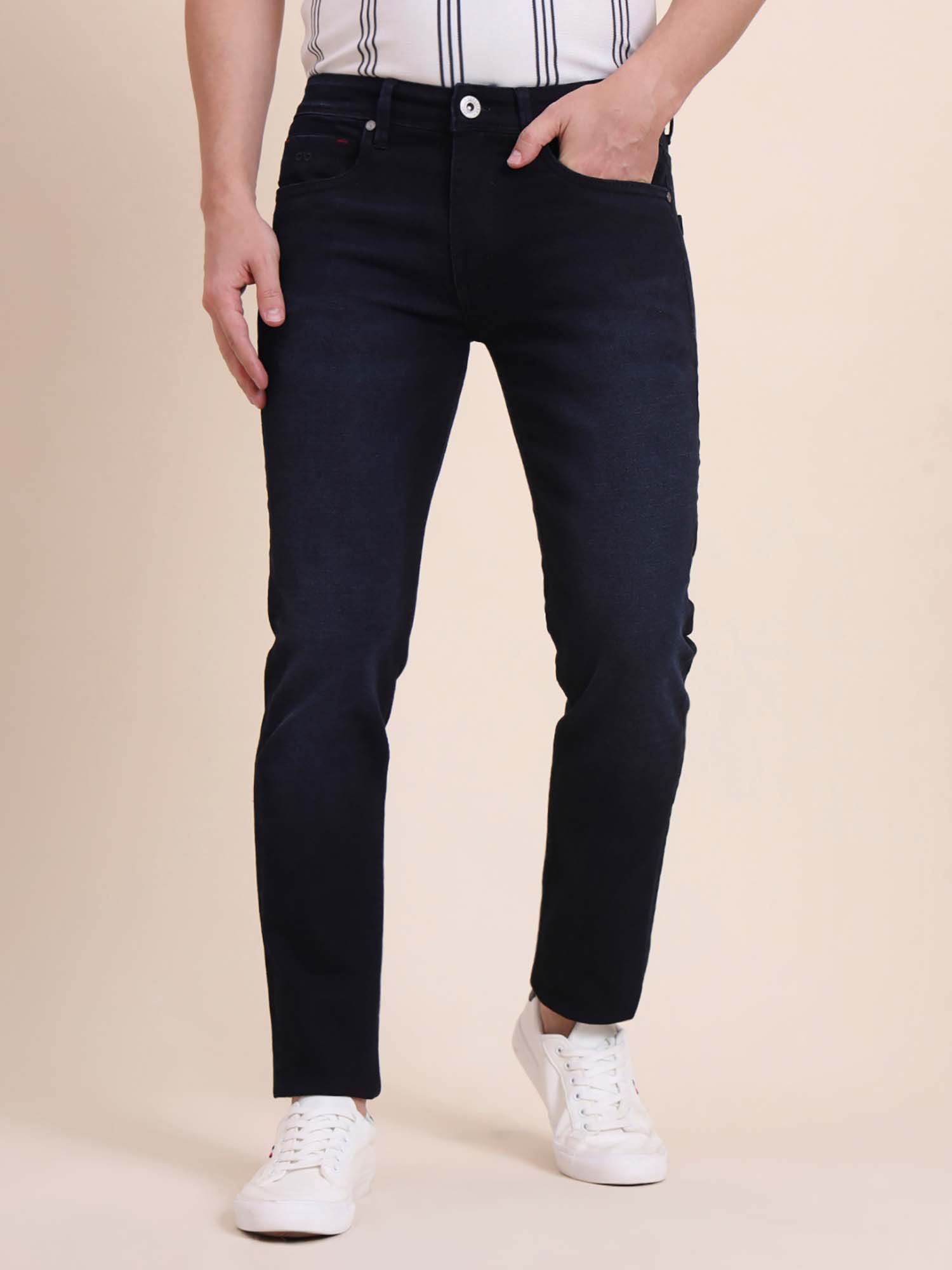 JadeBlue Men's Navy Blue Washed Jeans