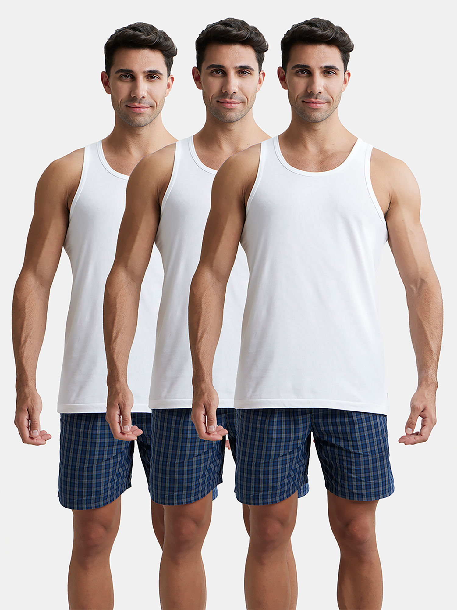 Jockey 8820 Men Super Combed Cotton Round Neck Sleeveless Vest - White (Pack of 3)