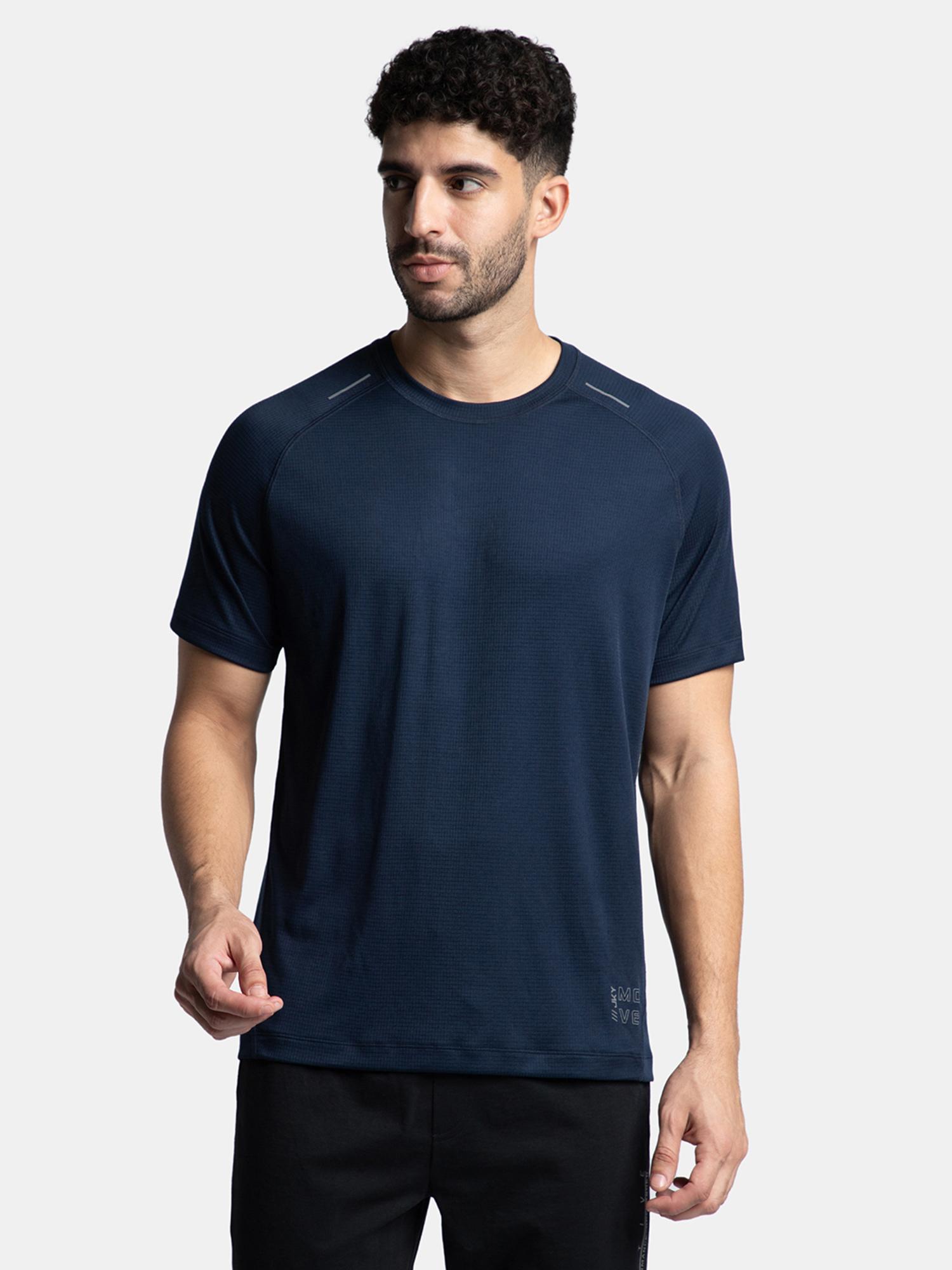 Jockey MV16 Men Lightweight Microfiber Solid Active Wear T-Shirt - Navy