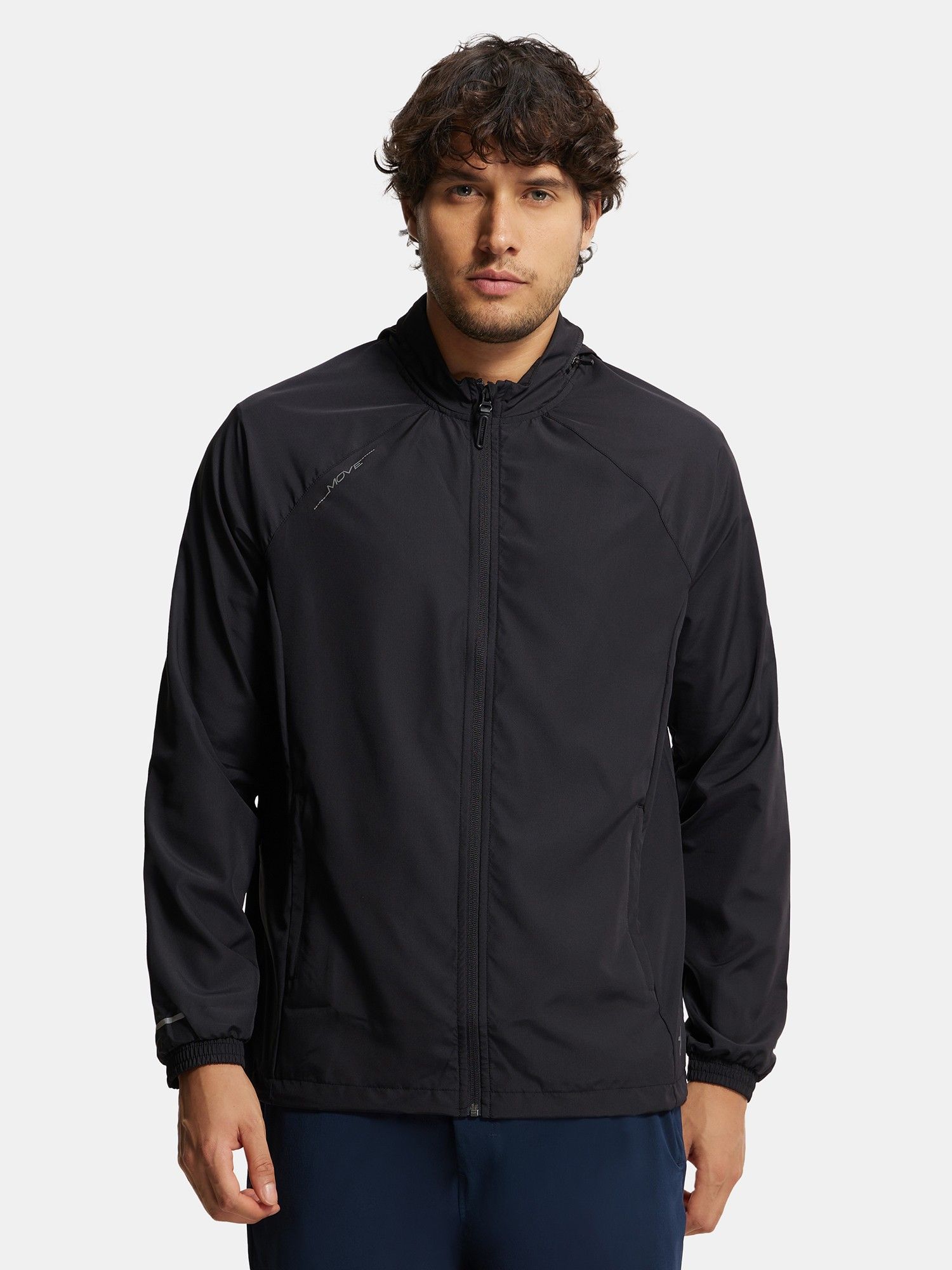 Jockey MV40 Men Microfiber Fabric Active Wear Hoodie Jacket - Black