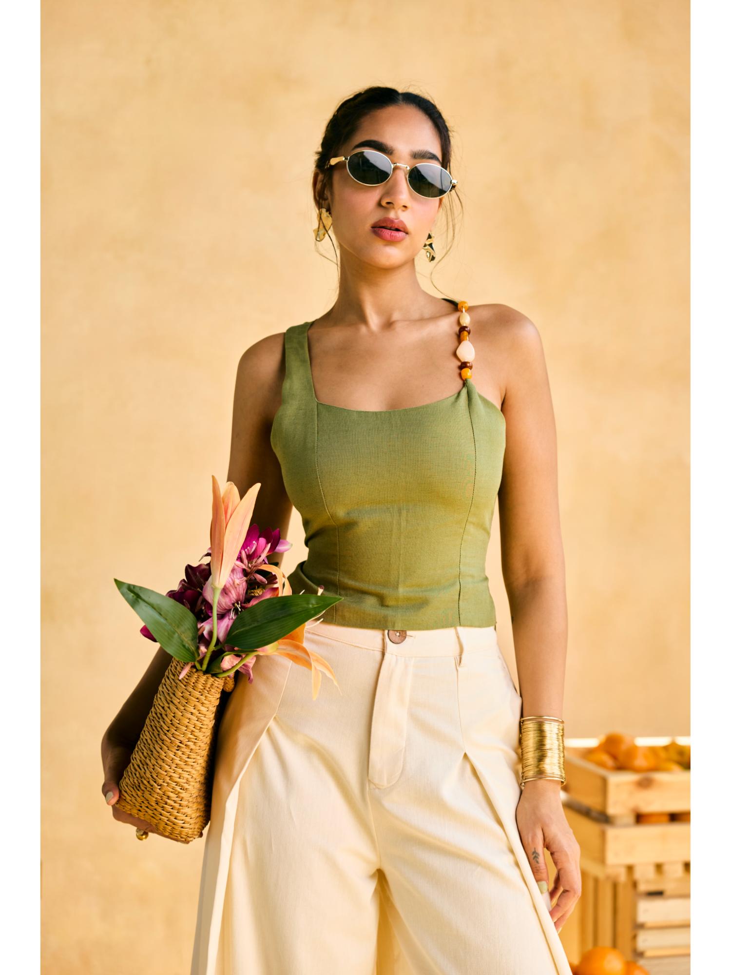 Lea Clothing Womens Aamras One-Shoulder Embellished Top