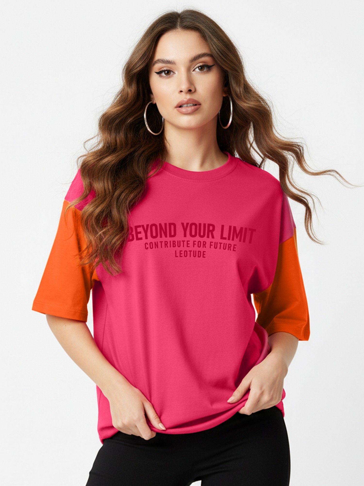 LEOTUDE Typography Women's Pink T-Shirt