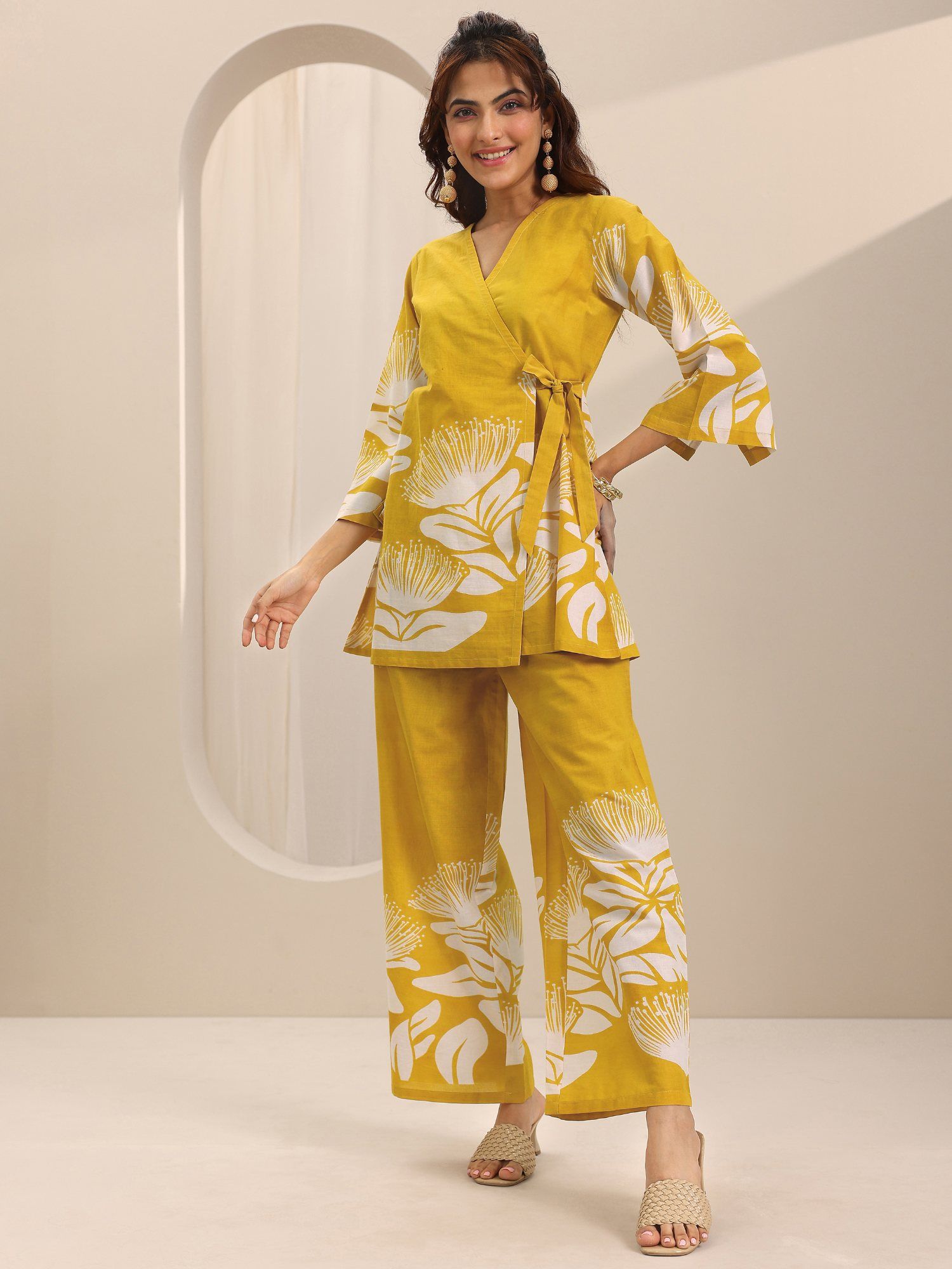 Libas Women Yellow Floral Co-ord Set