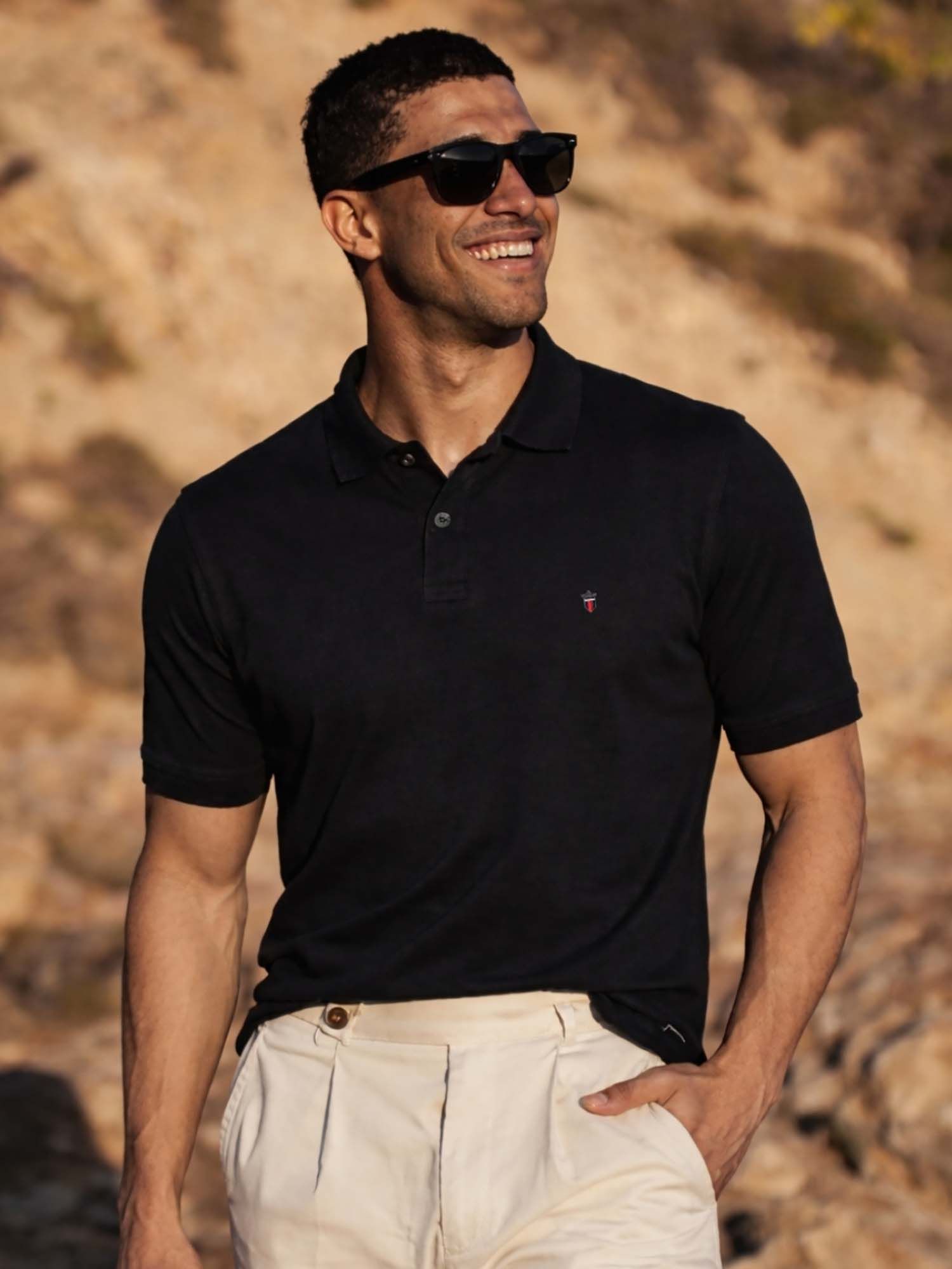 Louis Philippe Men's Slim Fit Solid Black Pique Polo Tshirt