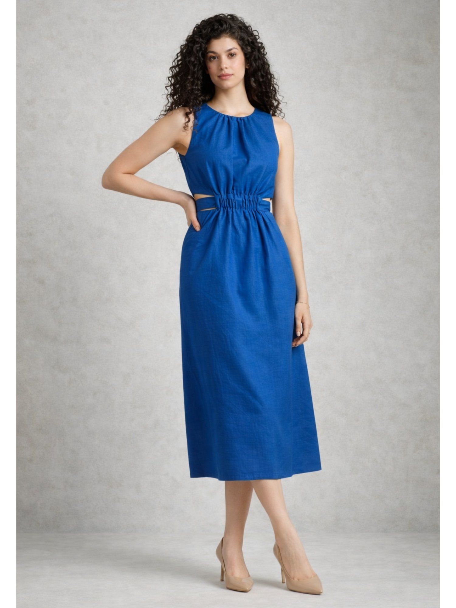 Lounge Dreams Blue Pure Cotton A-Line Dress