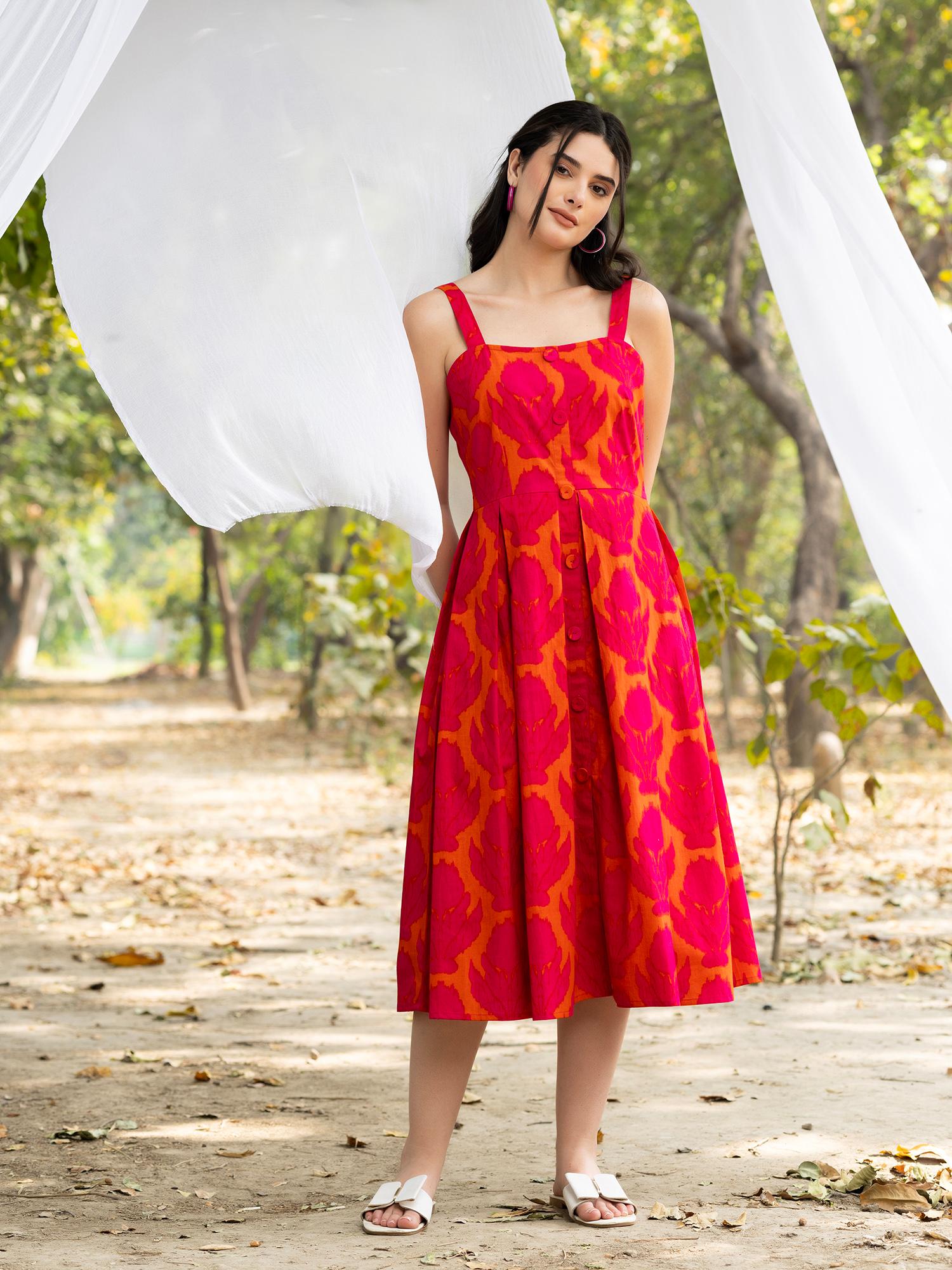 Mabish By Sonal Jain Strappy Box Pleat Midi Dress