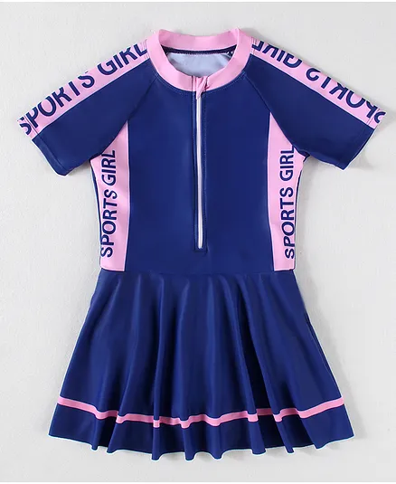 Mark & Mia Frock Swimsuit with Sport Girl Print - Navy Blue